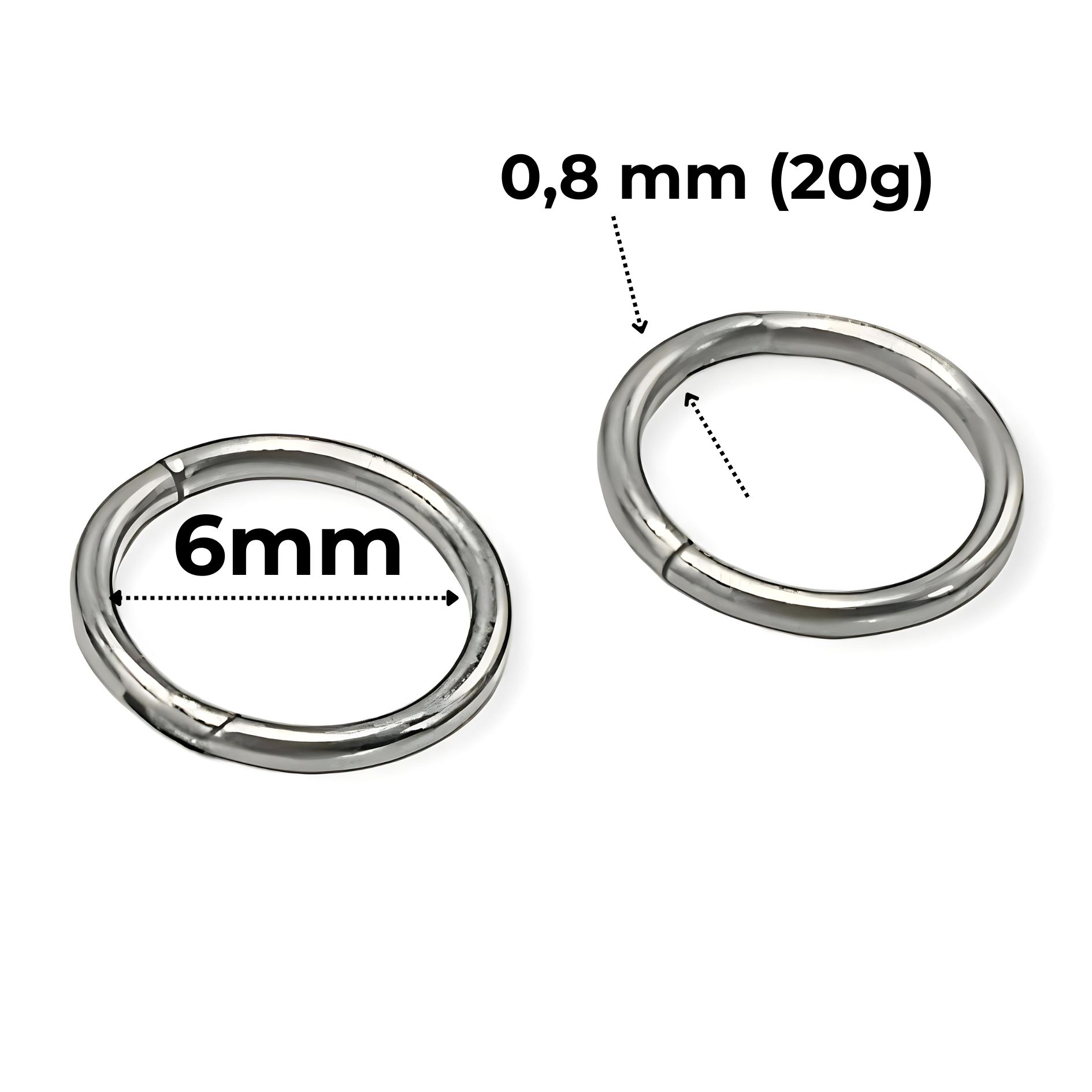 ARGOLLAS CLICKER 6MM 20G ACERO QUIRURGICO PLATEADAS LIGERAS - 8