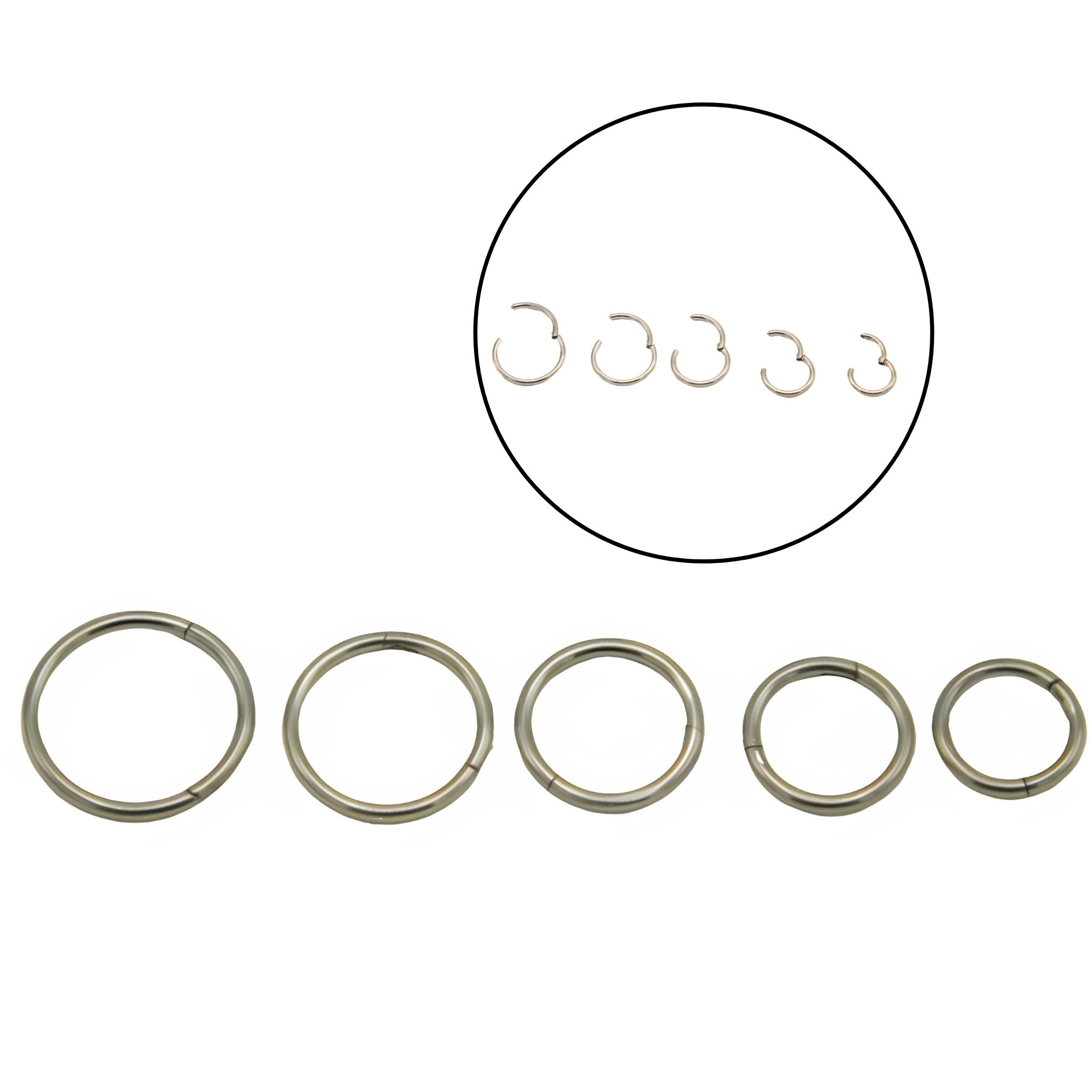 PACK 5 PIERCING CLICKER 18G ARO TITANIO ASTM F136 PLATEADO - 5