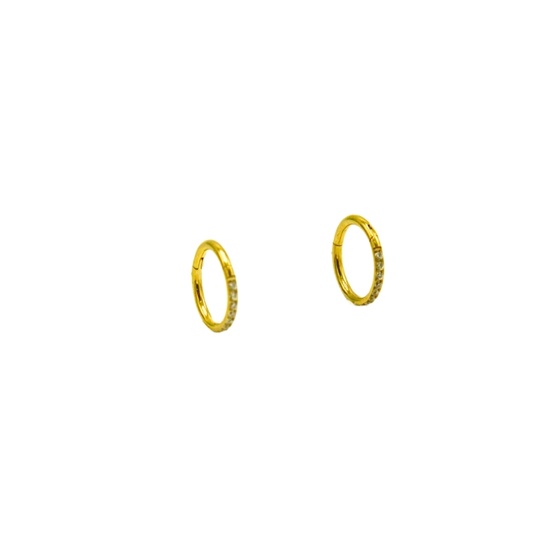 ARGOLLAS EL BAÚL DE JUMA HUGGIES 8MM 16G TITANIO F136 ZIRCONIA CHAPADA ORO - 1