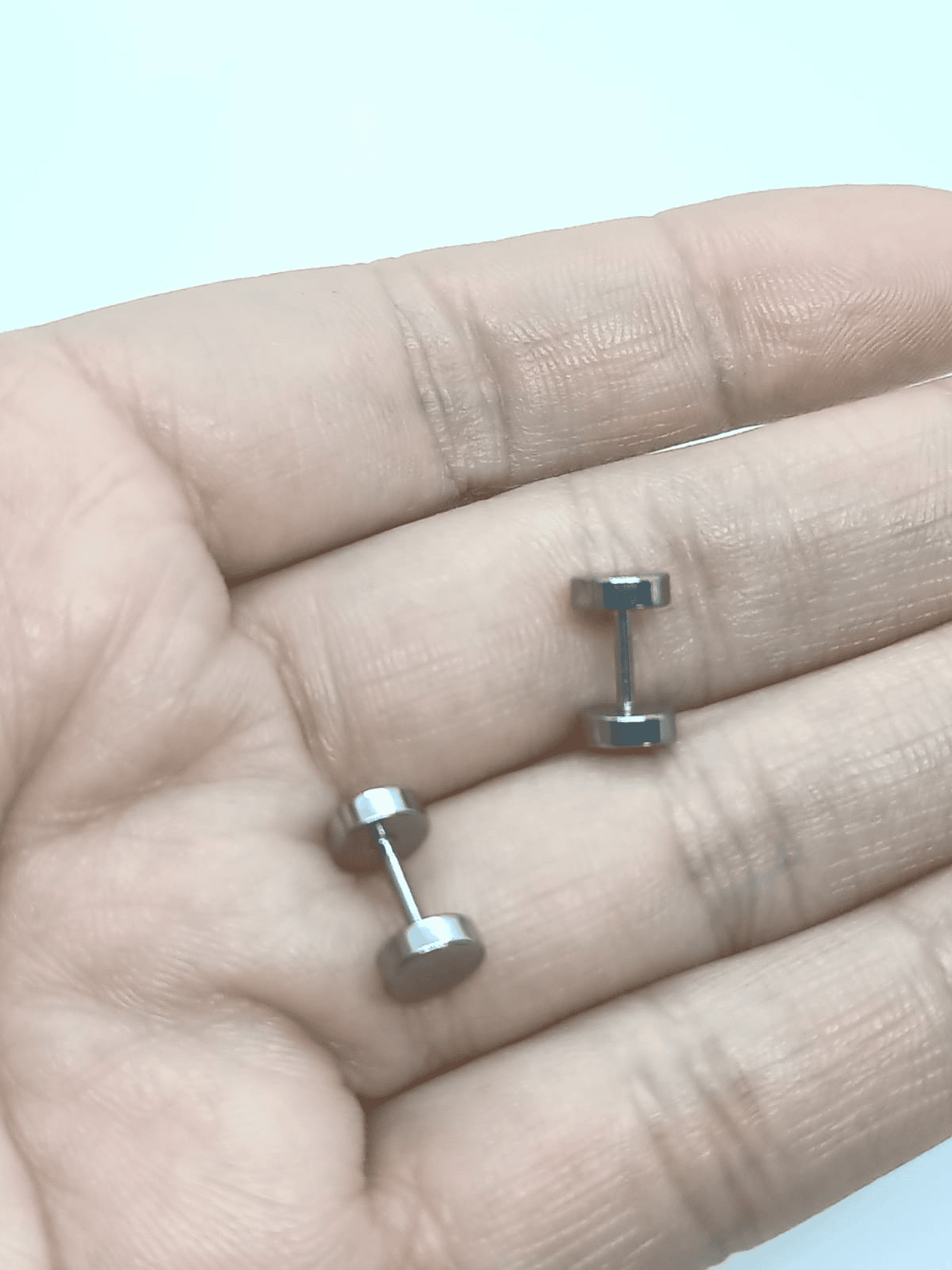 AROS EL BAÚL DE JUMA PUNK MODA 6MM JUVENIL BARBELL PLATEADO O DORADO ACERO - 2