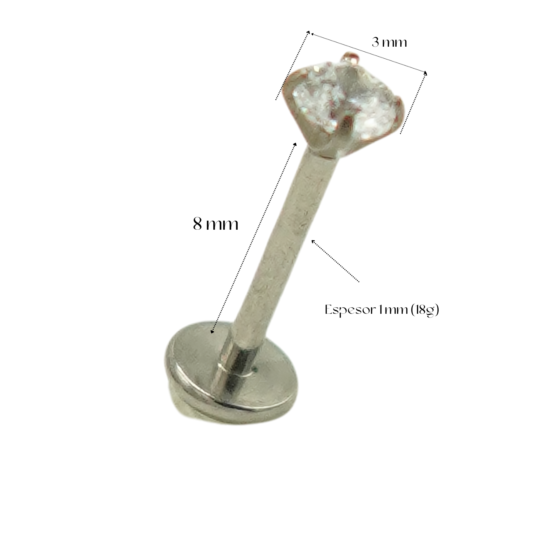 PIERCING EL BAÚL DE JUMA LABRET PERNO TORNILLO PUNTO LUZ TITANIO ASTM F136 - 3