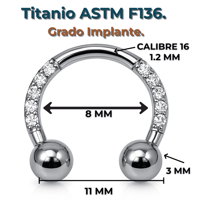 PIERCING EL BAÚL DE JUMA SEPTUM 16G TITANIO ASTM F136 G23 ARO ZIRCONIA PUNK - 1