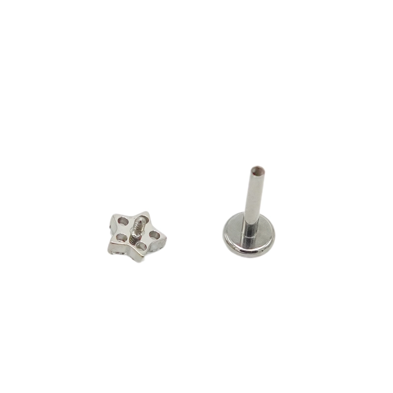 PIERCING PUNTO DE LUZ FLOR TITANIO ASTM F136 G23 PLATEADO - 3