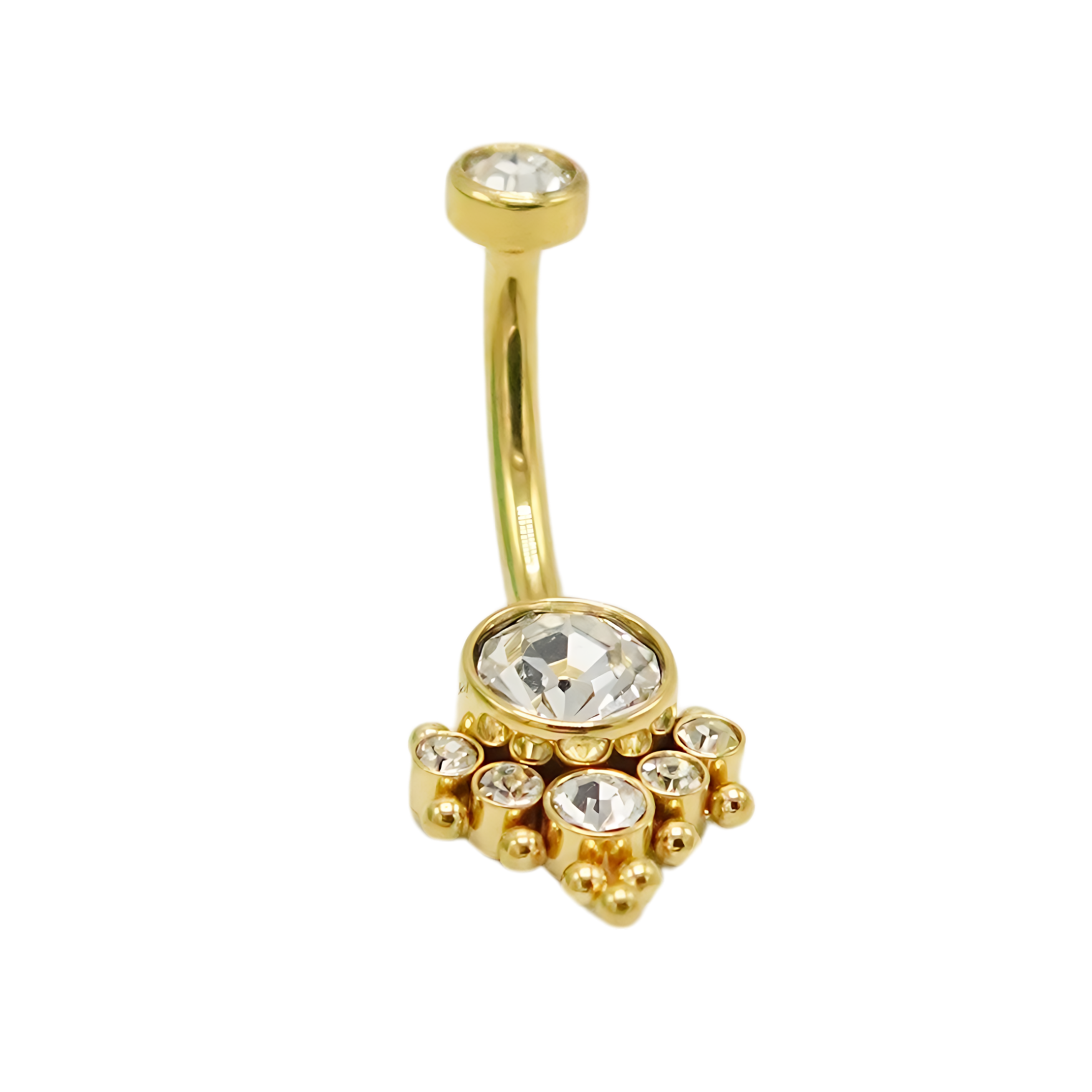 PIERCING DE OMBLIGO EL BAÚL DE JUMA NAVEL 10 MM TITANIO ASTM F136 G23 ZIRCONIA DORADO 14G - 1