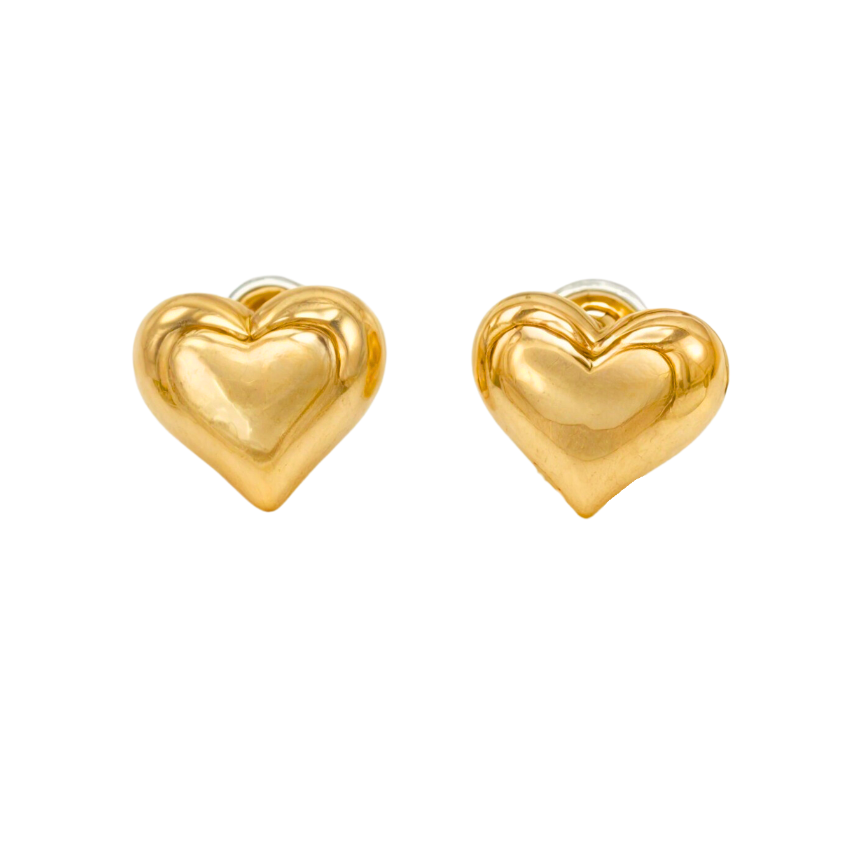AROS SIN PERFORACION CORAZON CHUNKY BAÑADO EN ORO - 1
