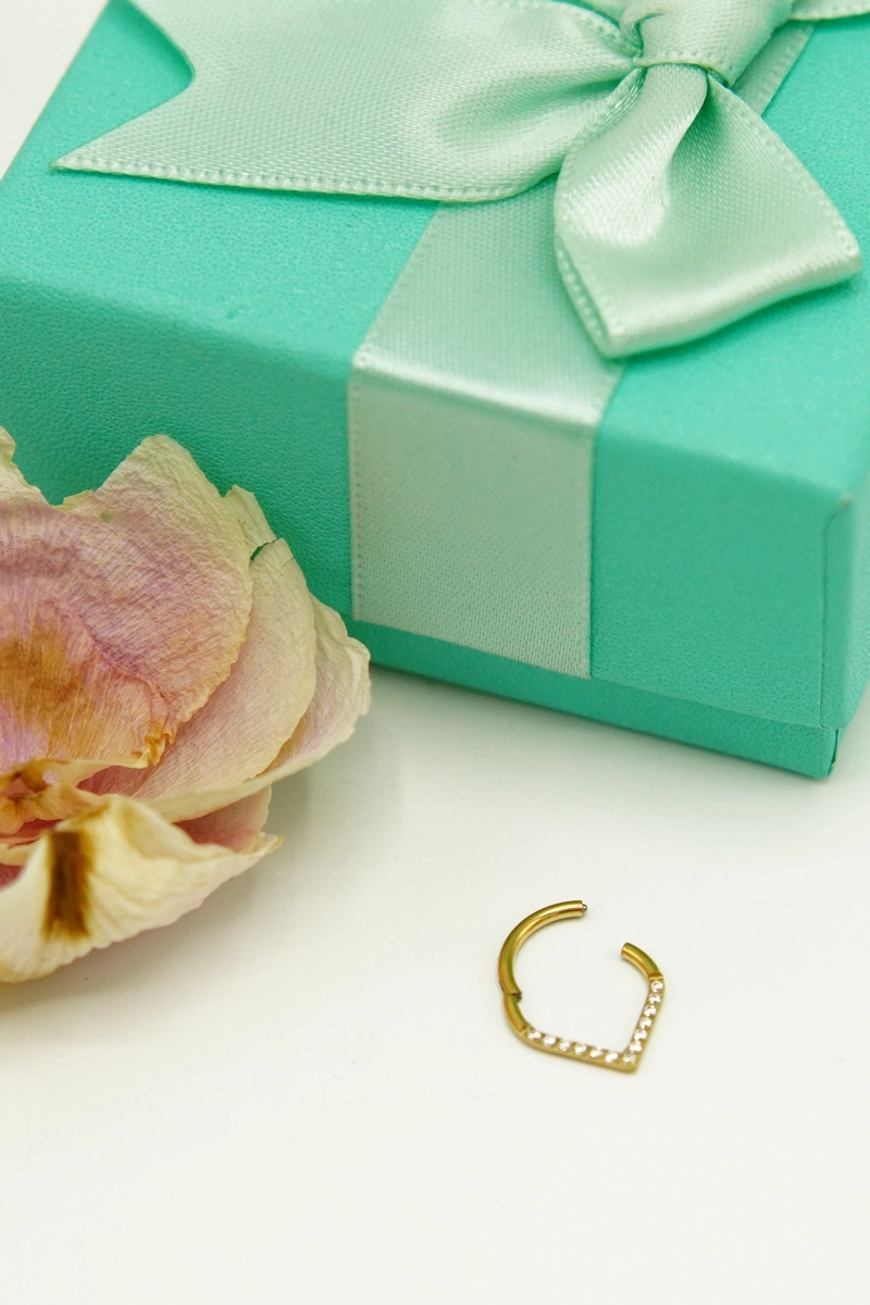 PIERCING SEPTUM LAGRIMA TITANIO ASTM F136 G23 CHAPADA EN ORO - 2