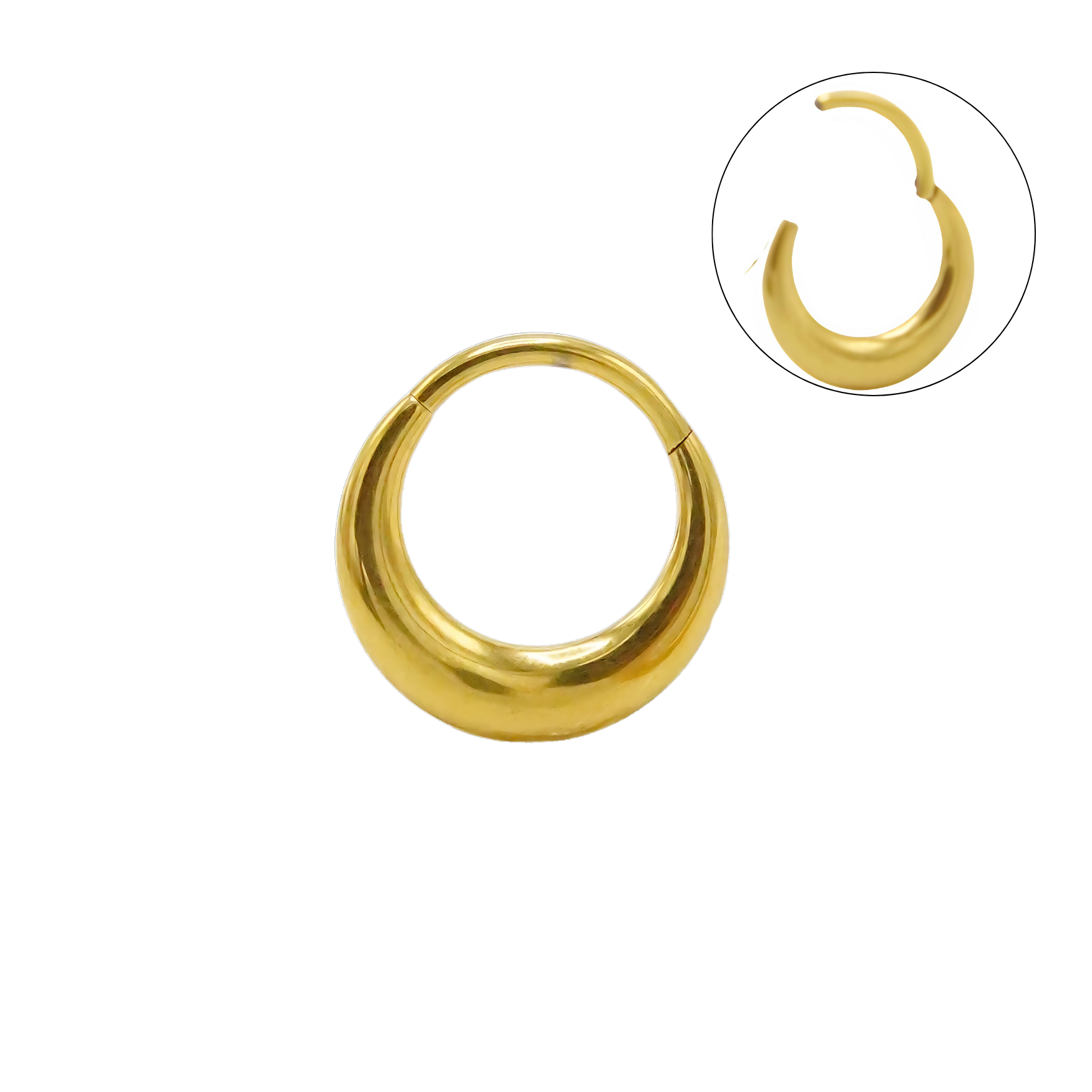 PIERCING EL BAÚL DE JUMA SEPTUM CLICKER 10MM 16G TITANIO ASTM F136 CHAPADO EN ORO 18K - 1
