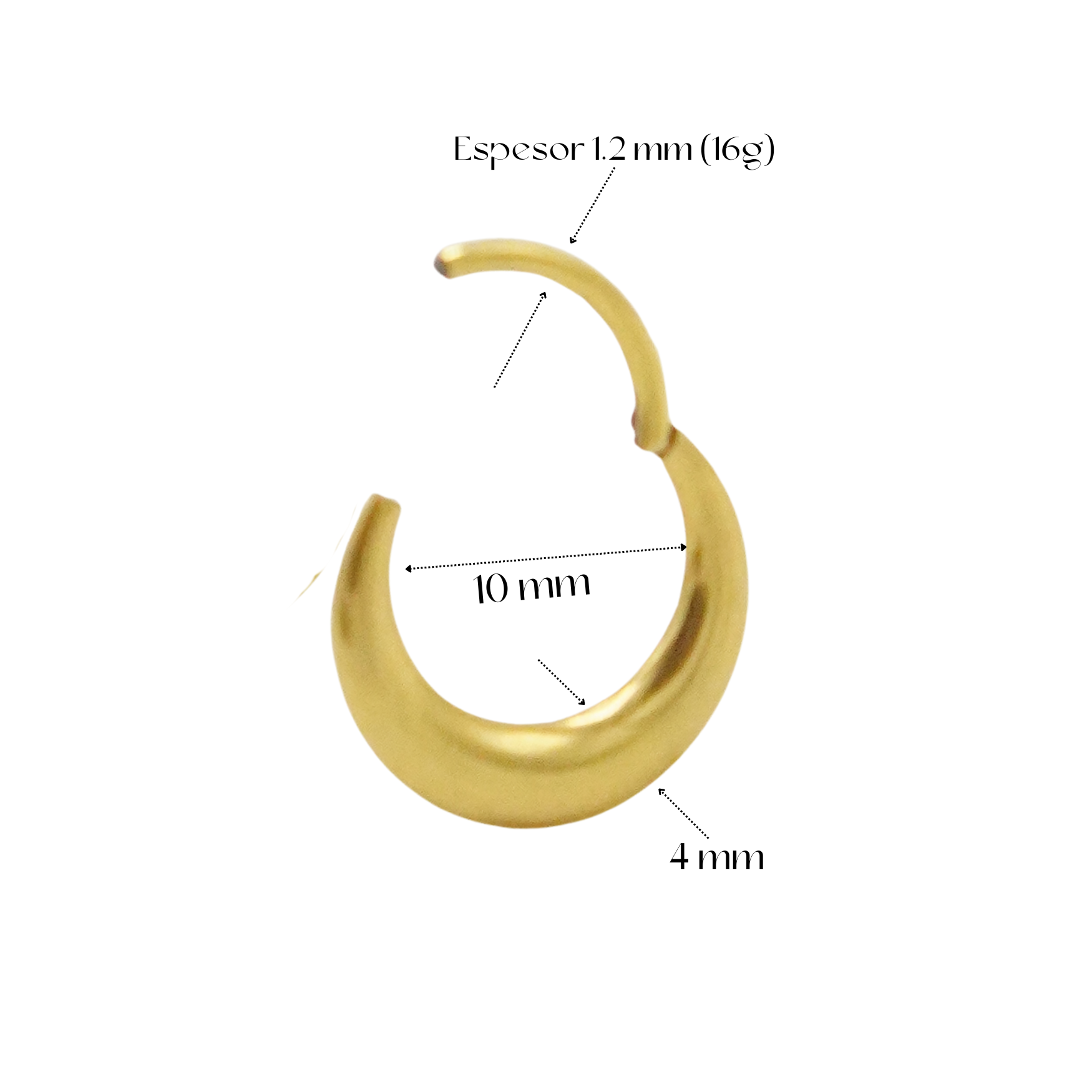 PIERCING EL BAÚL DE JUMA SEPTUM CLICKER 10MM 16G TITANIO ASTM F136 CHAPADO EN ORO 18K - 2