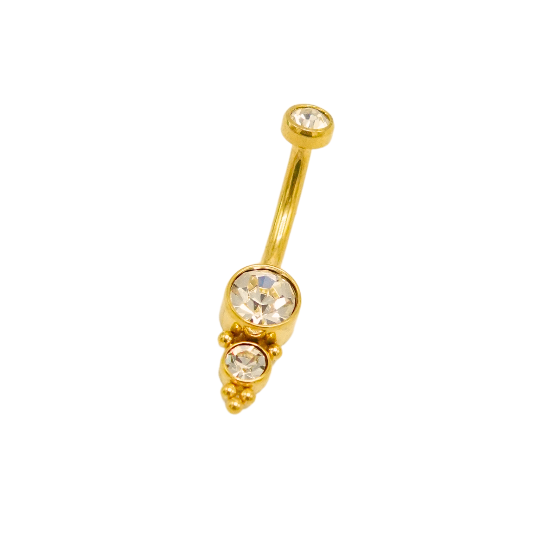 PIERCING DE OMBLIGO EL BAUL DE JUMA NAVEL 10 MM 14G TITANIO ASTM F136 G23 ESPIGA DORADA
