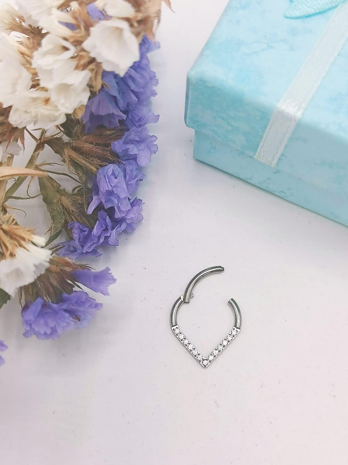 PIERCING EL BAÚL DE JUMA SEPTUM TRAGUS F136 G23 TITANIO LAGRIMA CIRCONIO - 2