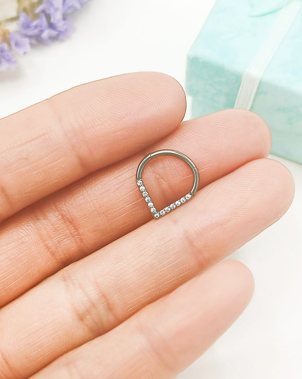 PIERCING EL BAÚL DE JUMA SEPTUM TRAGUS F136 G23 TITANIO LAGRIMA CIRCONIO - 5