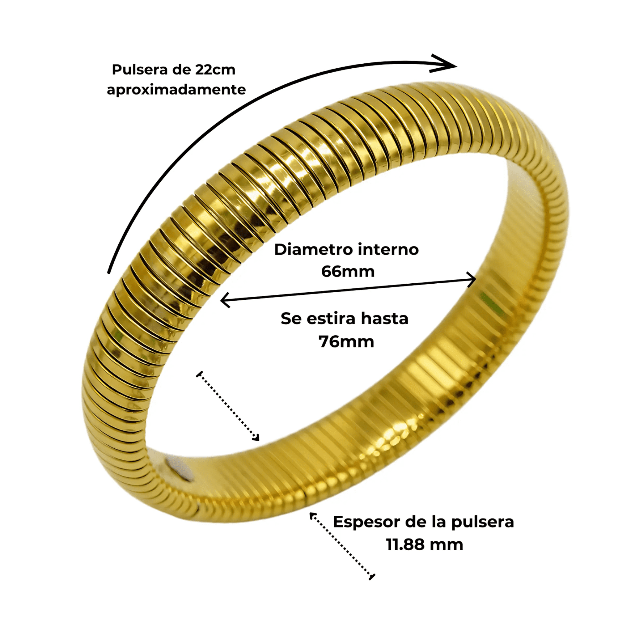 PULSERA UNISEX EL BAÚL DE JUMA CHAPADA EN ORO 18K ELÁSTICA HIPOALERGÉNICA - 1