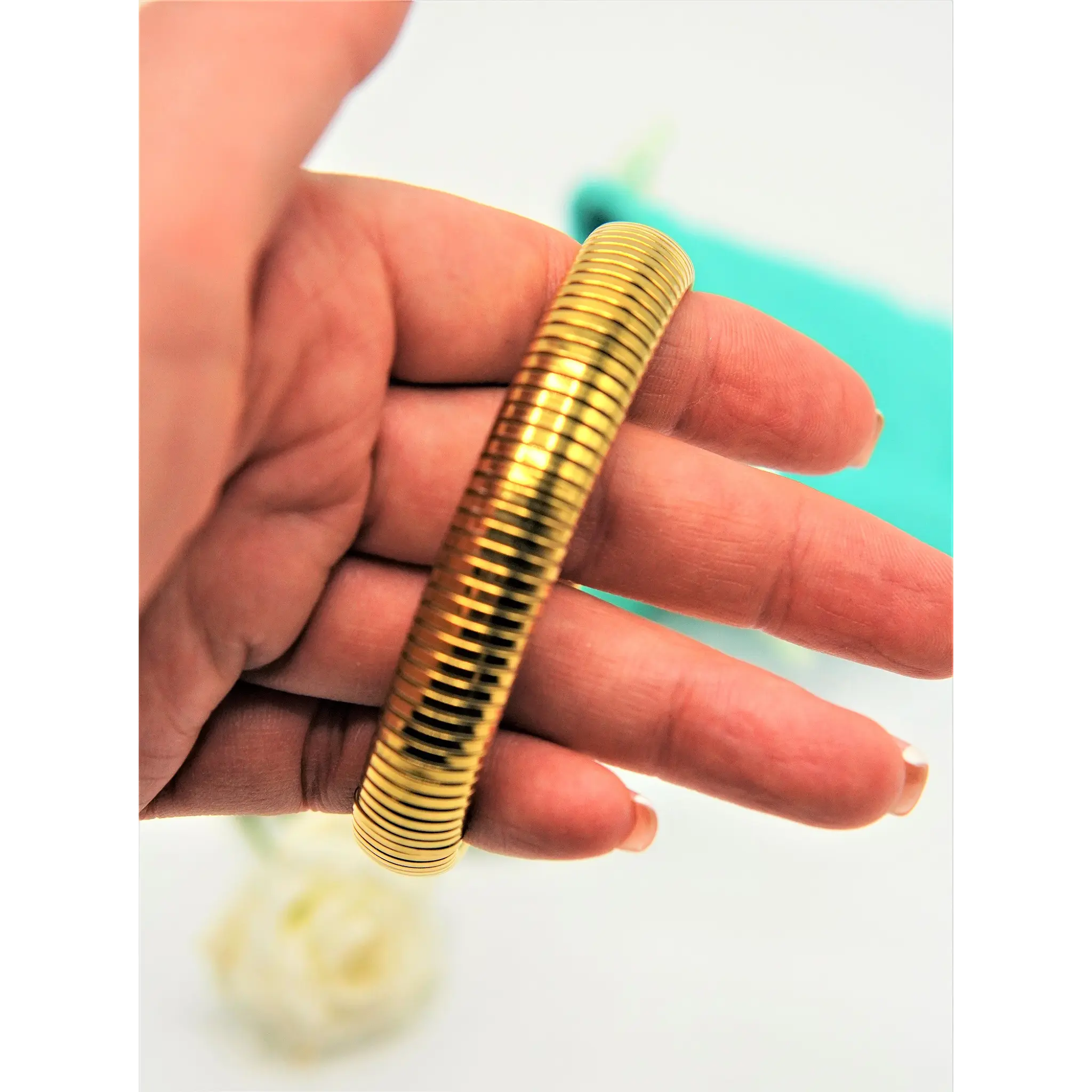 PULSERA UNISEX EL BAÚL DE JUMA CHAPADA EN ORO 18K ELÁSTICA HIPOALERGÉNICA - 5