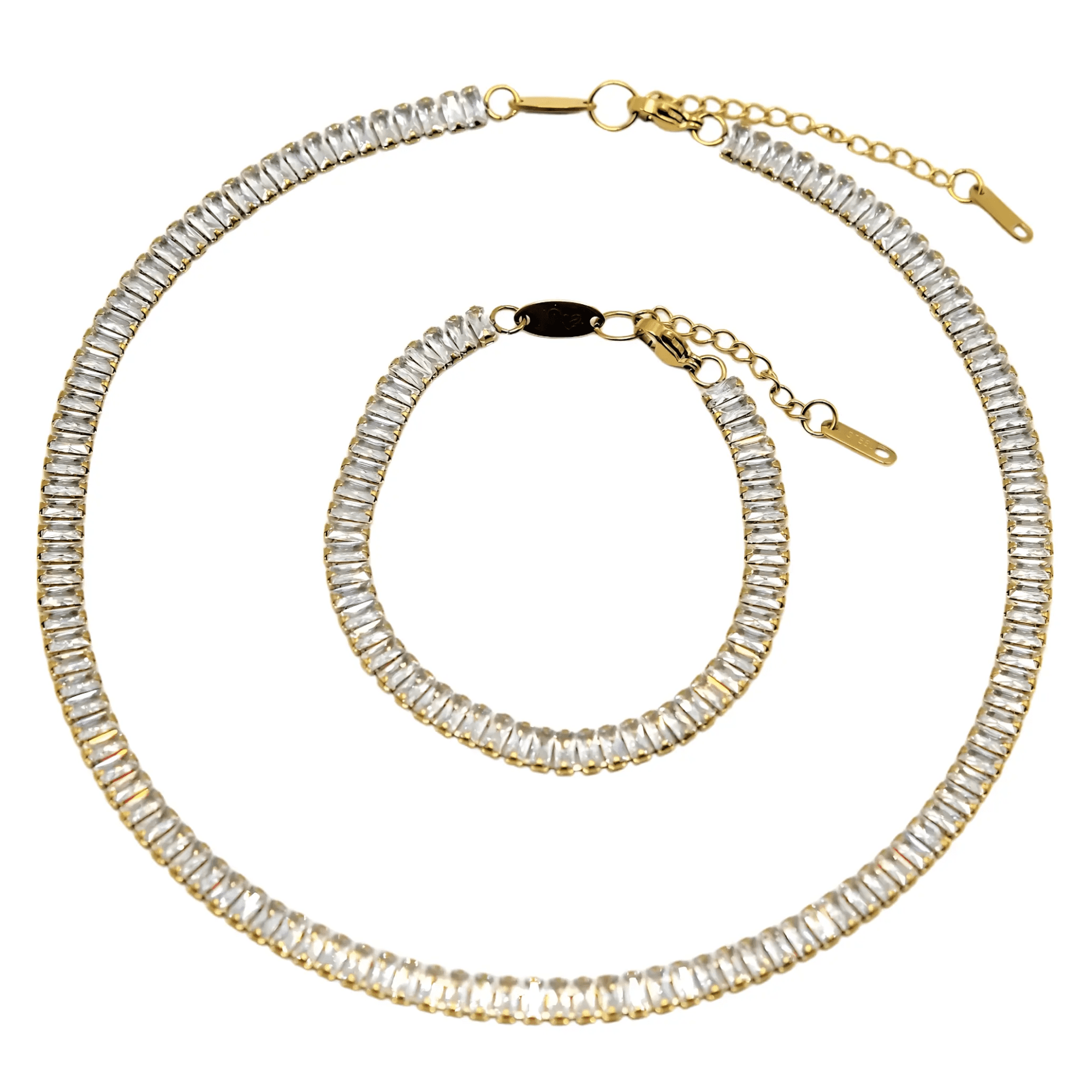 SET COLLAR Y PULSERA MUJER EL BAÚL DE JUMA TENNIS CHAPADO EN ORO 18K ZIRCONIAS - 1