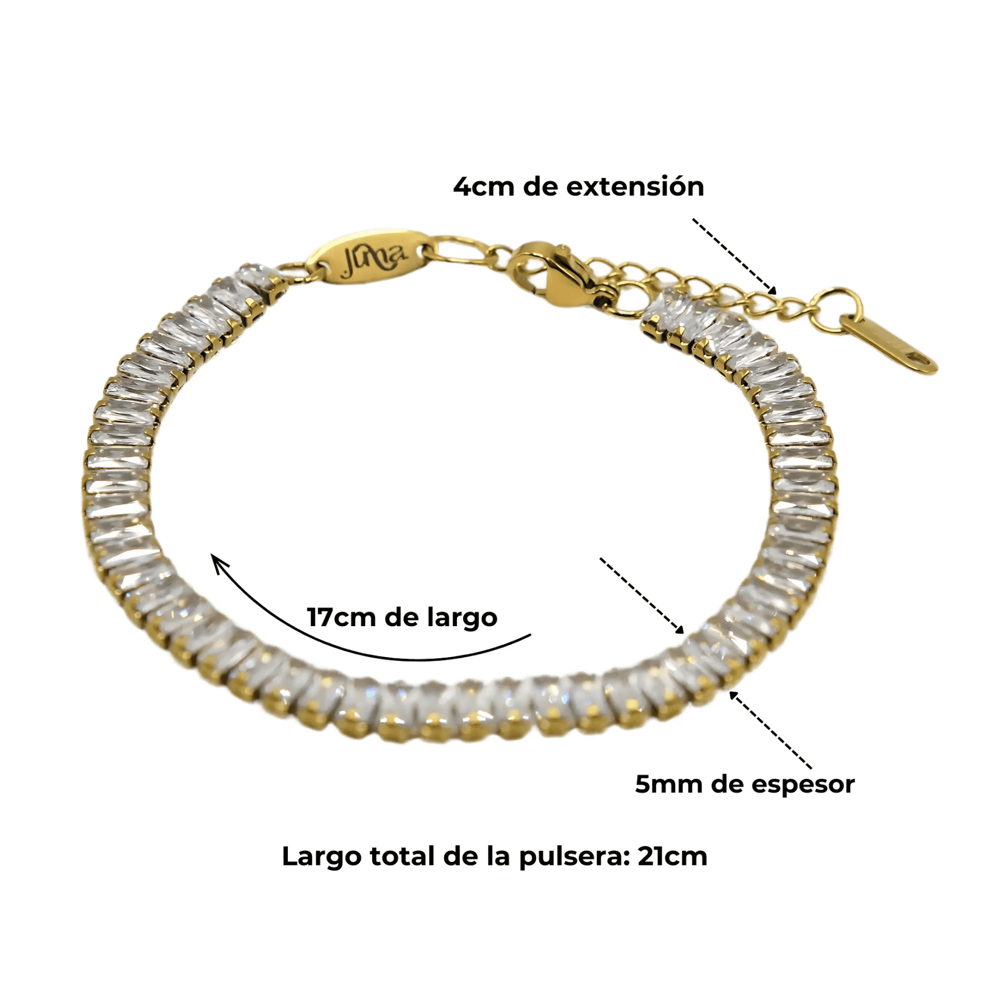 SET COLLAR Y PULSERA MUJER EL BAÚL DE JUMA TENNIS CHAPADO EN ORO 18K ZIRCONIAS - 3