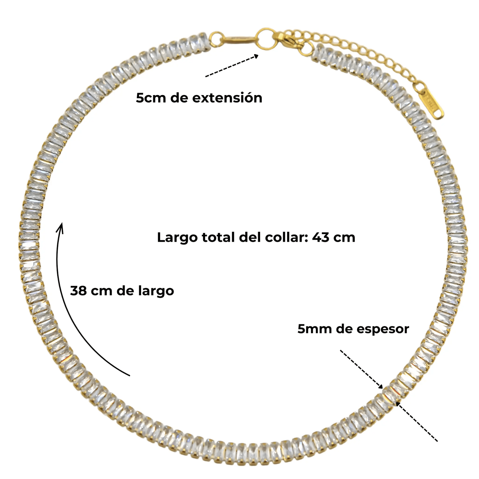 SET COLLAR Y PULSERA MUJER EL BAÚL DE JUMA TENNIS CHAPADO EN ORO 18K ZIRCONIAS - 4