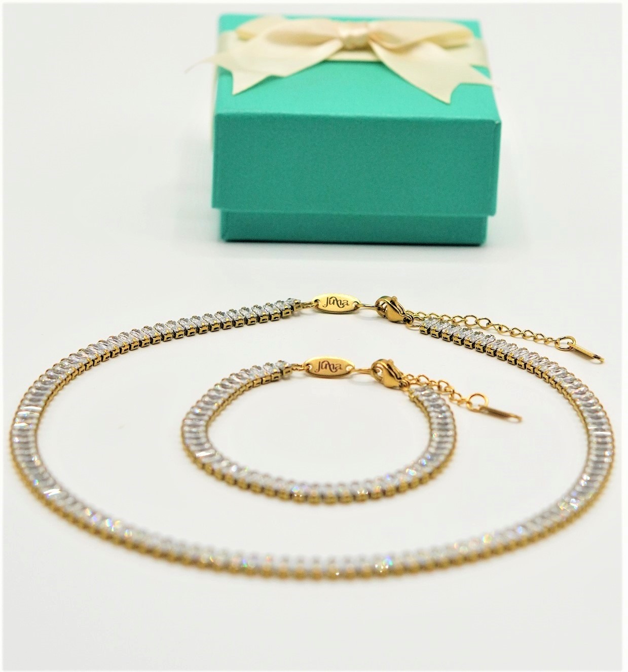 SET COLLAR Y PULSERA MUJER EL BAÚL DE JUMA TENNIS CHAPADO EN ORO 18K ZIRCONIAS - 5