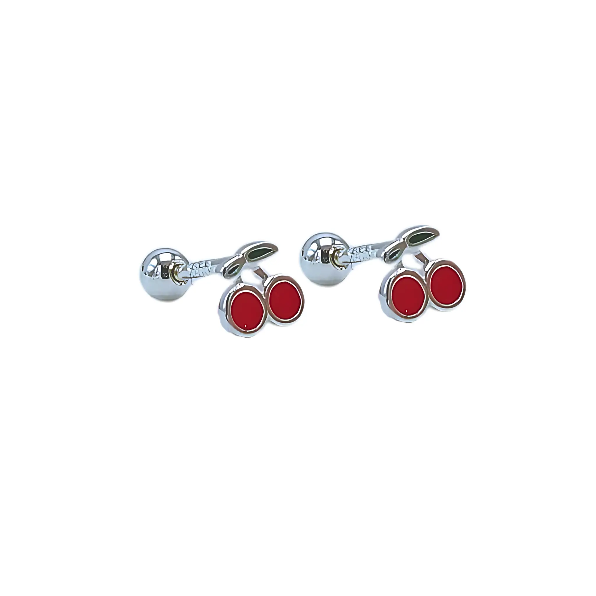 AROS CEREZAS TAPA DE SEGURIDAD PIERCING PLATA FINA 925 - 1