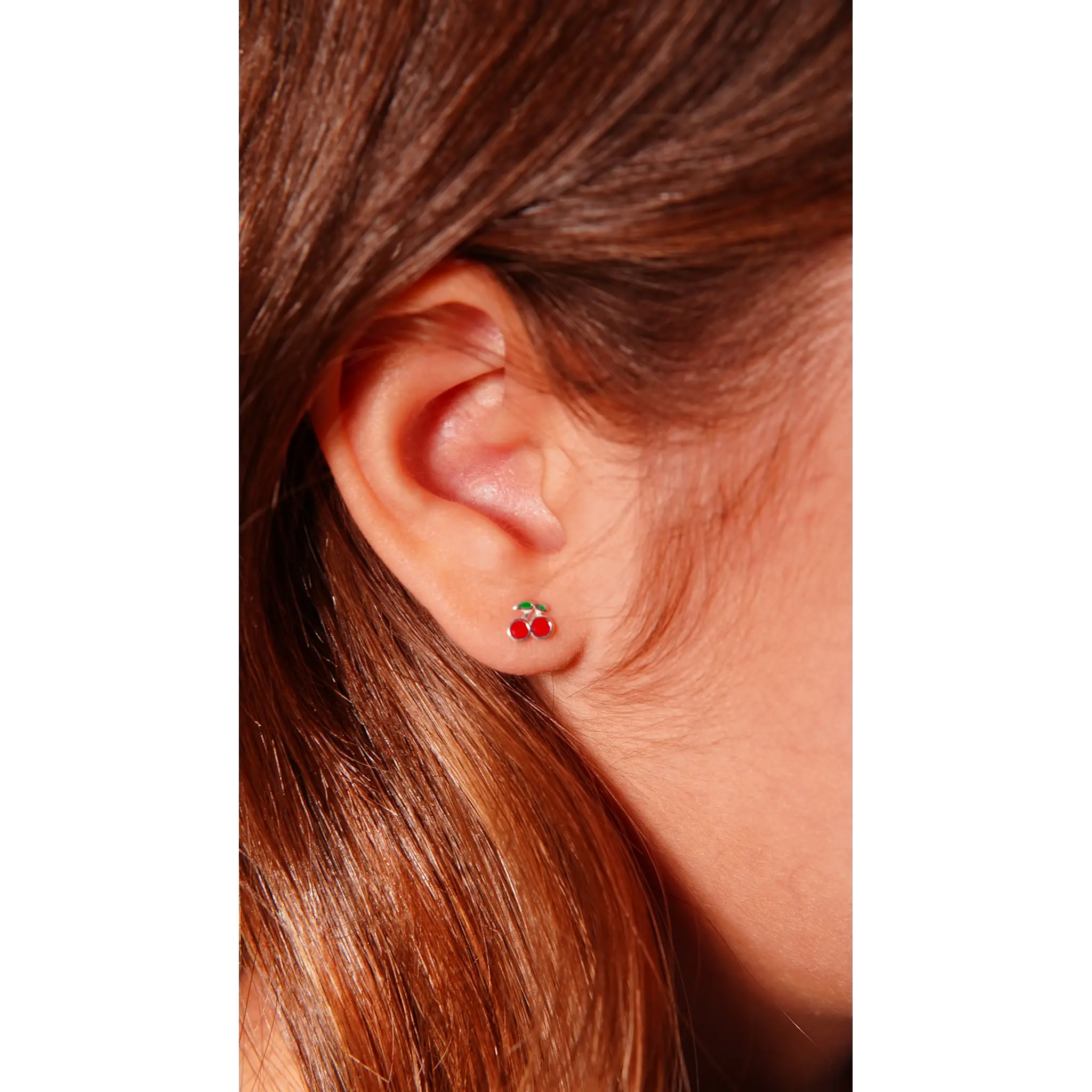 AROS CEREZAS TAPA DE SEGURIDAD PIERCING PLATA FINA 925 - 3