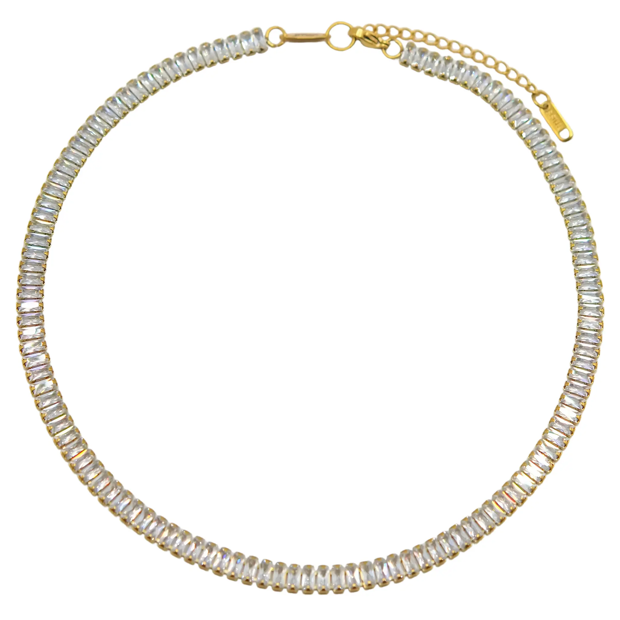 COLLAR GARGANTILLA TENNIS ZIRCONIAS CHAPADA EN ORO 18K - 1