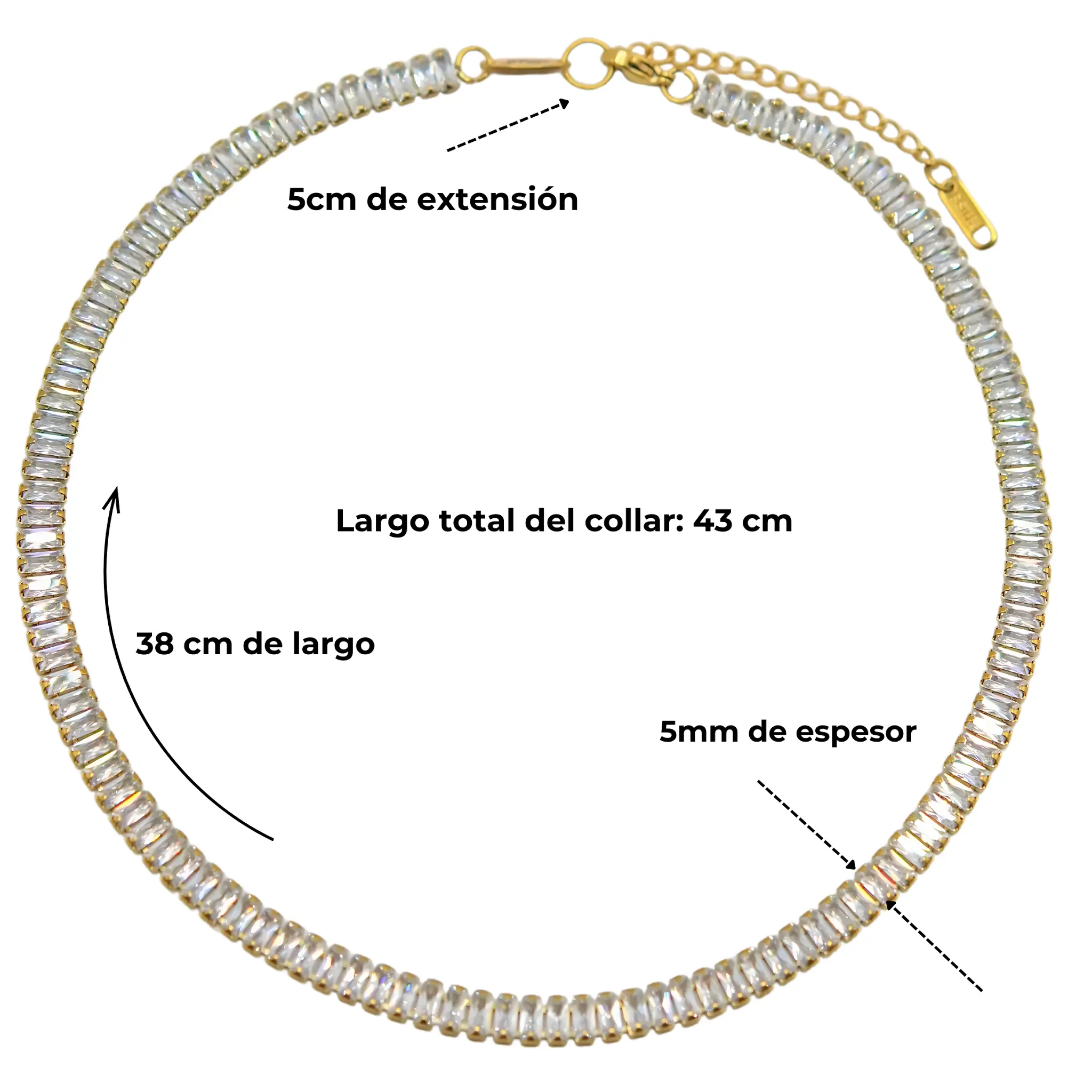 COLLAR GARGANTILLA TENNIS ZIRCONIAS CHAPADA EN ORO 18K - 4