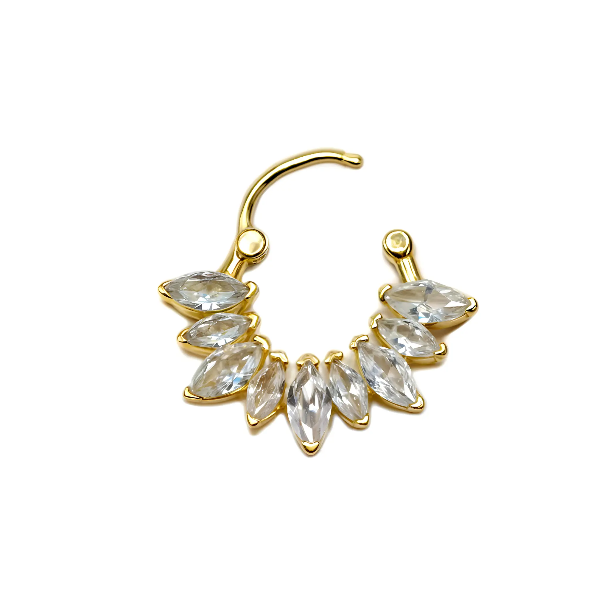 PIERCING SEPTUM DAITH EVERY SUNRISE PLATA FINA LEY S925 BANADO DE ORO 18K