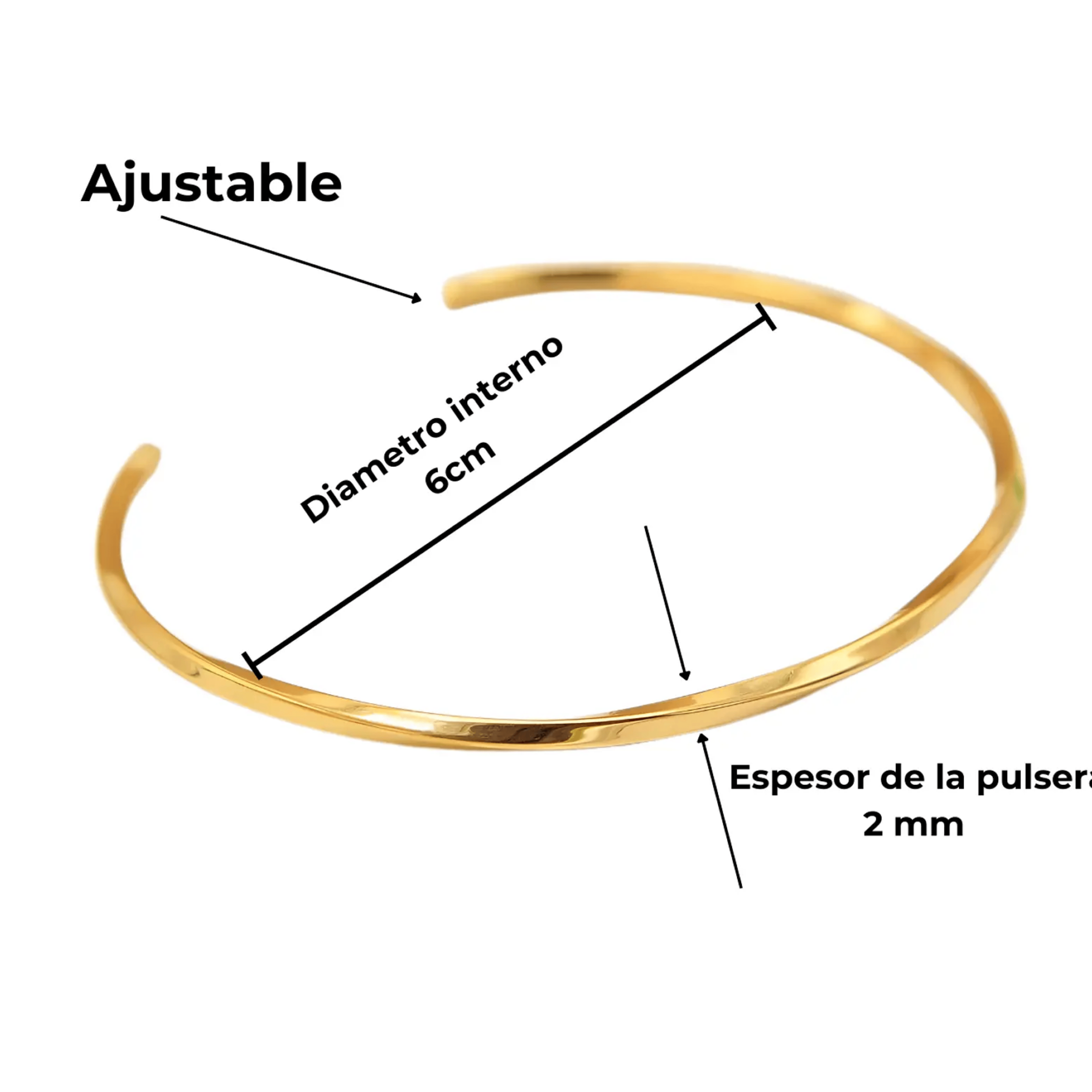 PULSERA RIGIDA FLORENCIA AJUSTABLE CHAPADA EN ORO 18K - 2