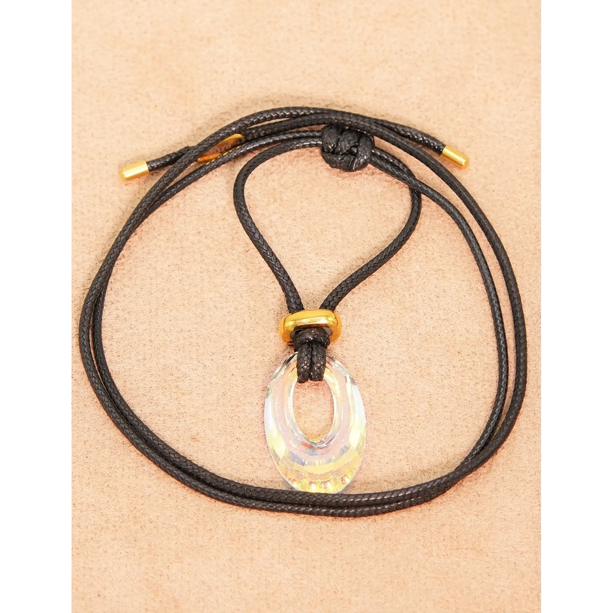COLGANTE AJUSTABLE JD CRISTAL AUSTRIACO GENUINO CHAPADO EN ORO 18K - 9
