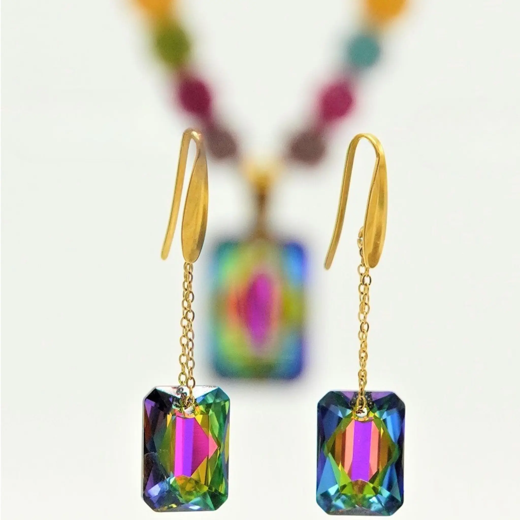 CONJUNTO MIA COLLAR Y AROS CRISTALES AUSTRIACOS CHAPADO EN ORO 18K - 2