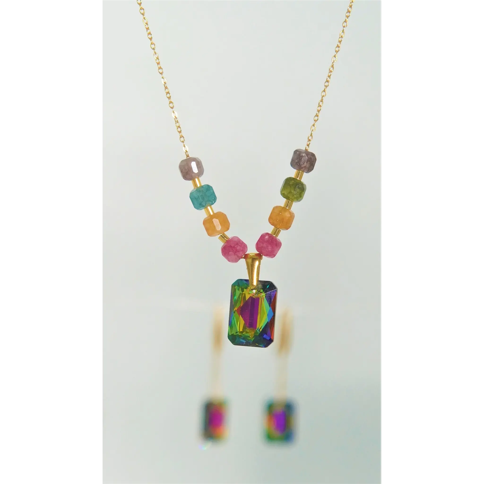CONJUNTO MIA COLLAR Y AROS CRISTALES AUSTRIACOS CHAPADO EN ORO 18K - 3