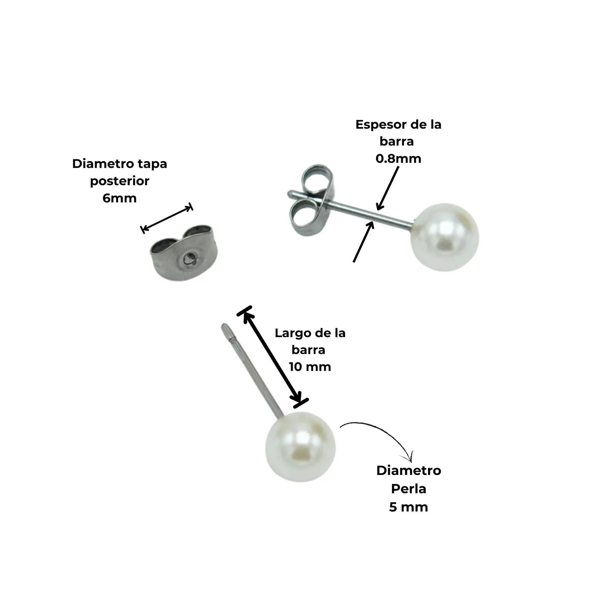 AROS SASCHA PERLA 5MM TITANIO G23 ASTM F136 20G - 2