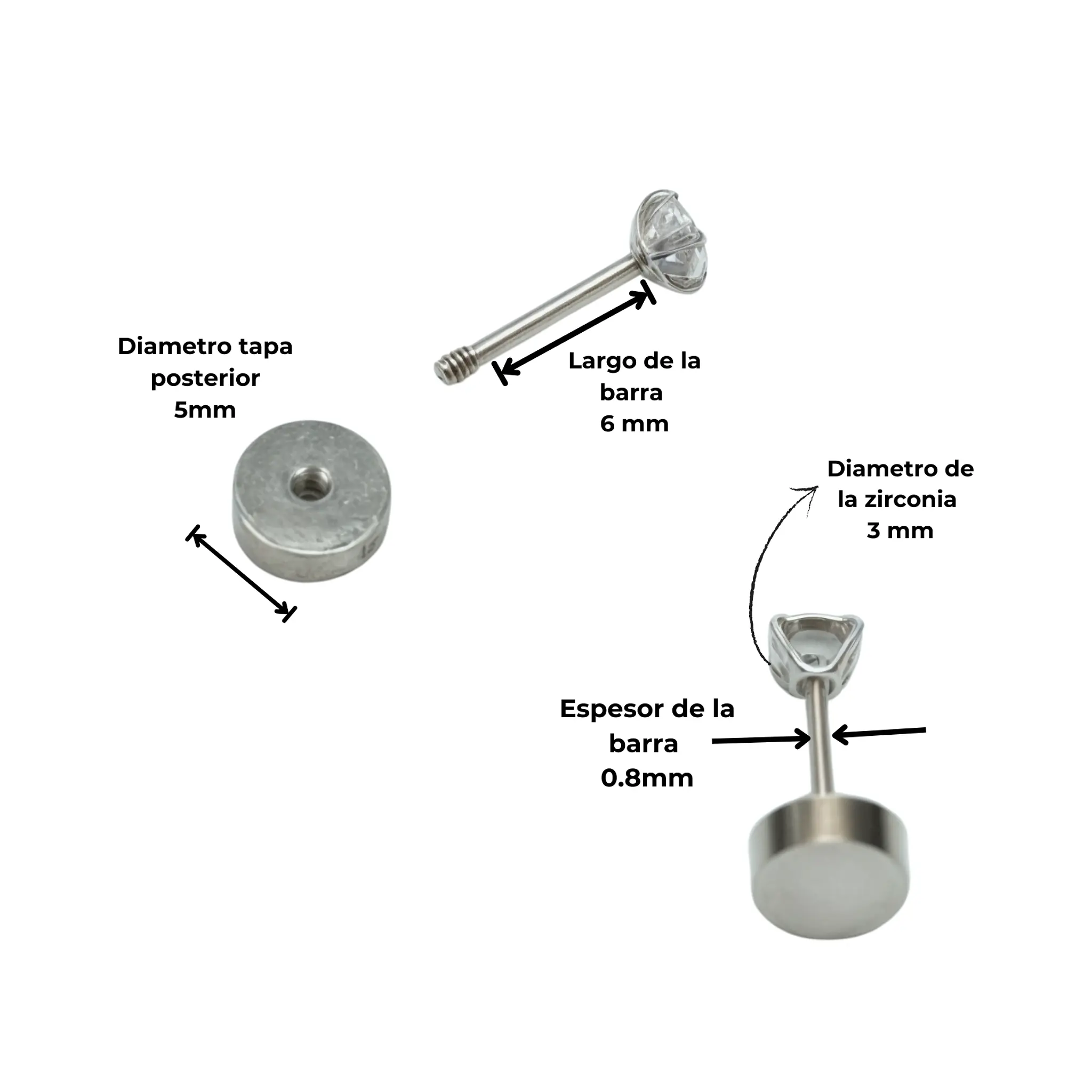 AROS PUNTO DE LUZ 3MM TITANIO G23 TAPA SEGURIDAD 20G - 2