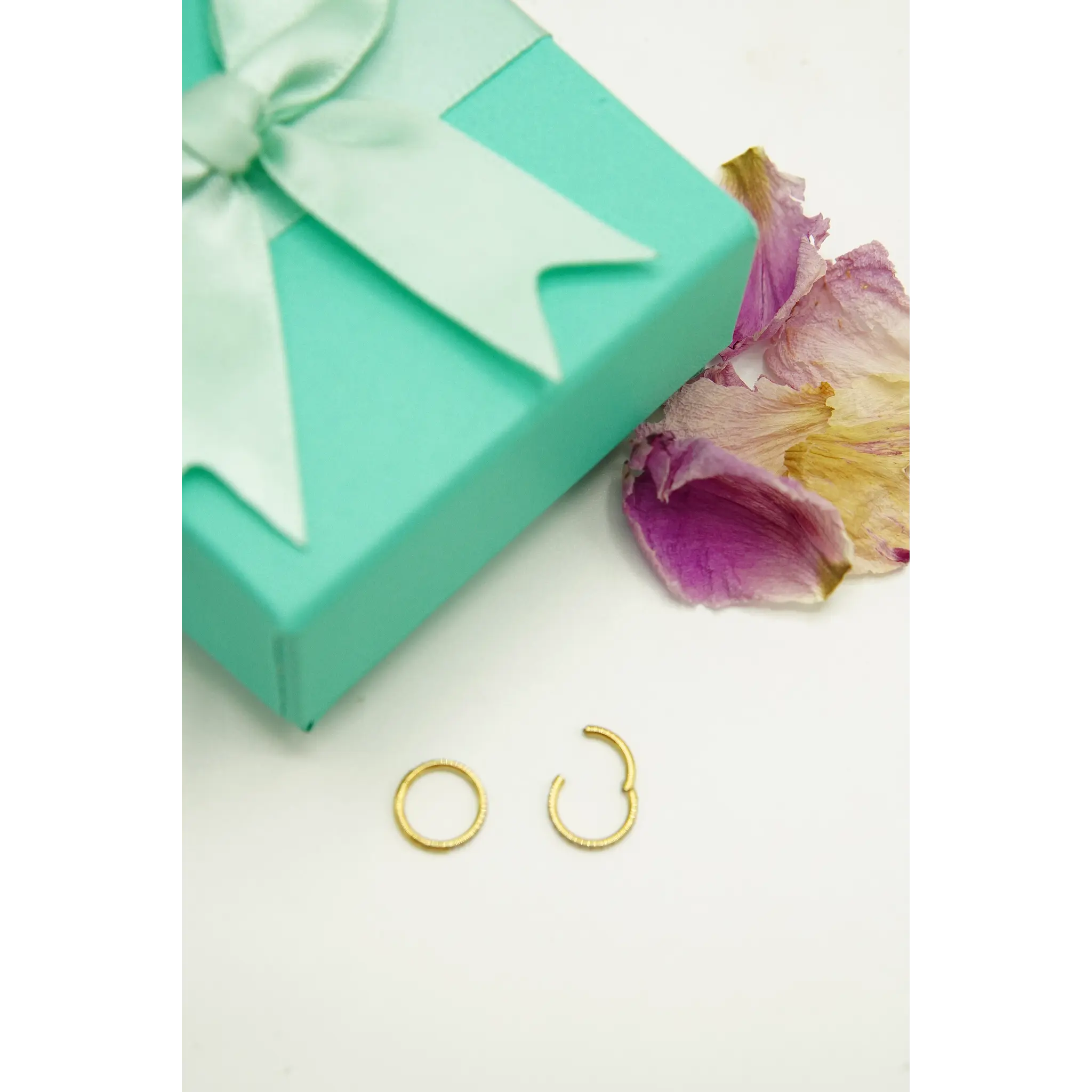 ARGOLLAS HUGGIES 6MM 16G TITANIO F136 ZIRCONIA CHAPADA ORO 18K - 6