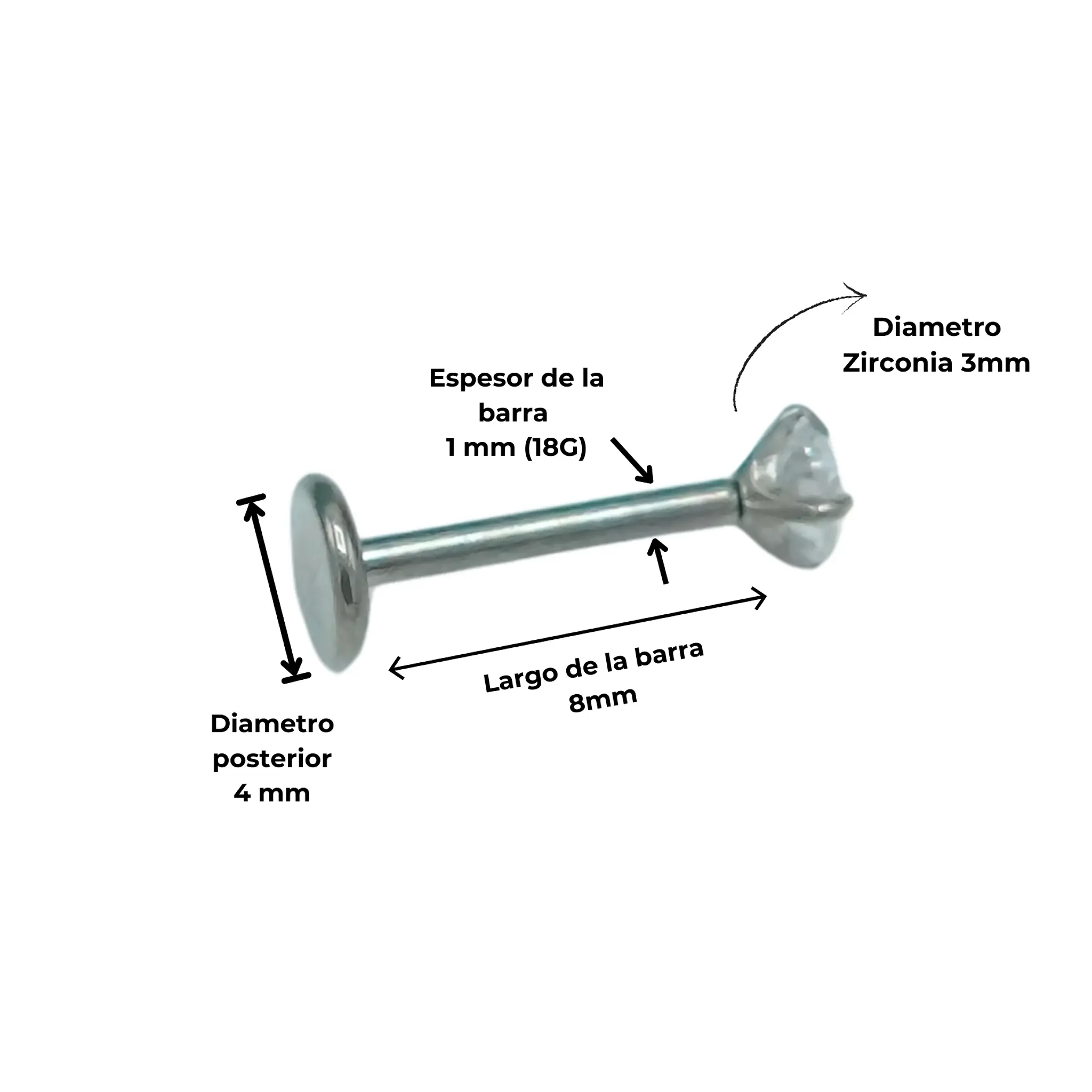 PIERCING PUNTO DE LUZ 3MM TITANIO G23 PUSH PIN NOSTRIL TRAGUS - 2