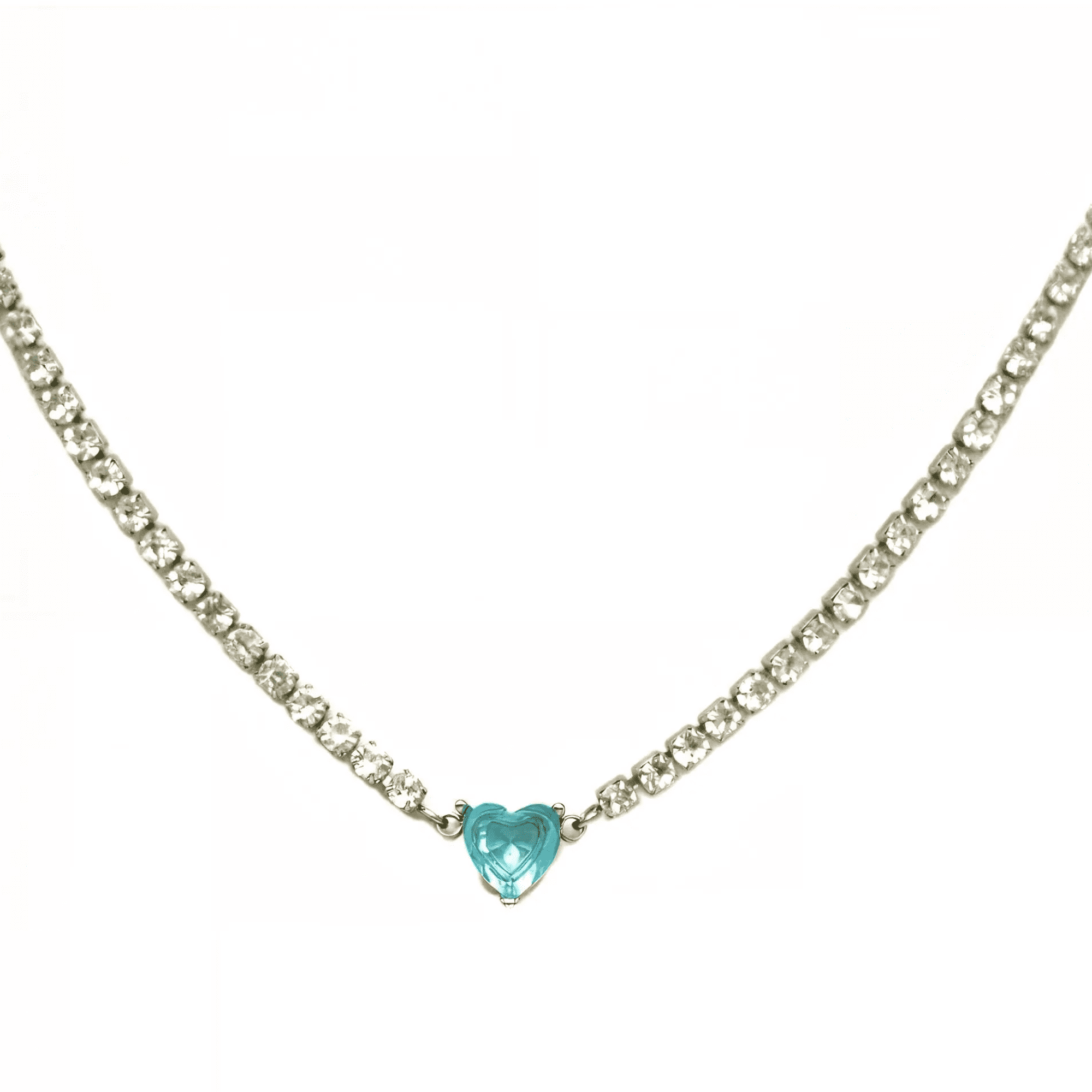 COLLAR TENNIS MUJER EL BAÚL DE JUMA ZIRCONIAS CÚBICAS AZUL CORAZÓN HIPOALERGÉNICO - 1