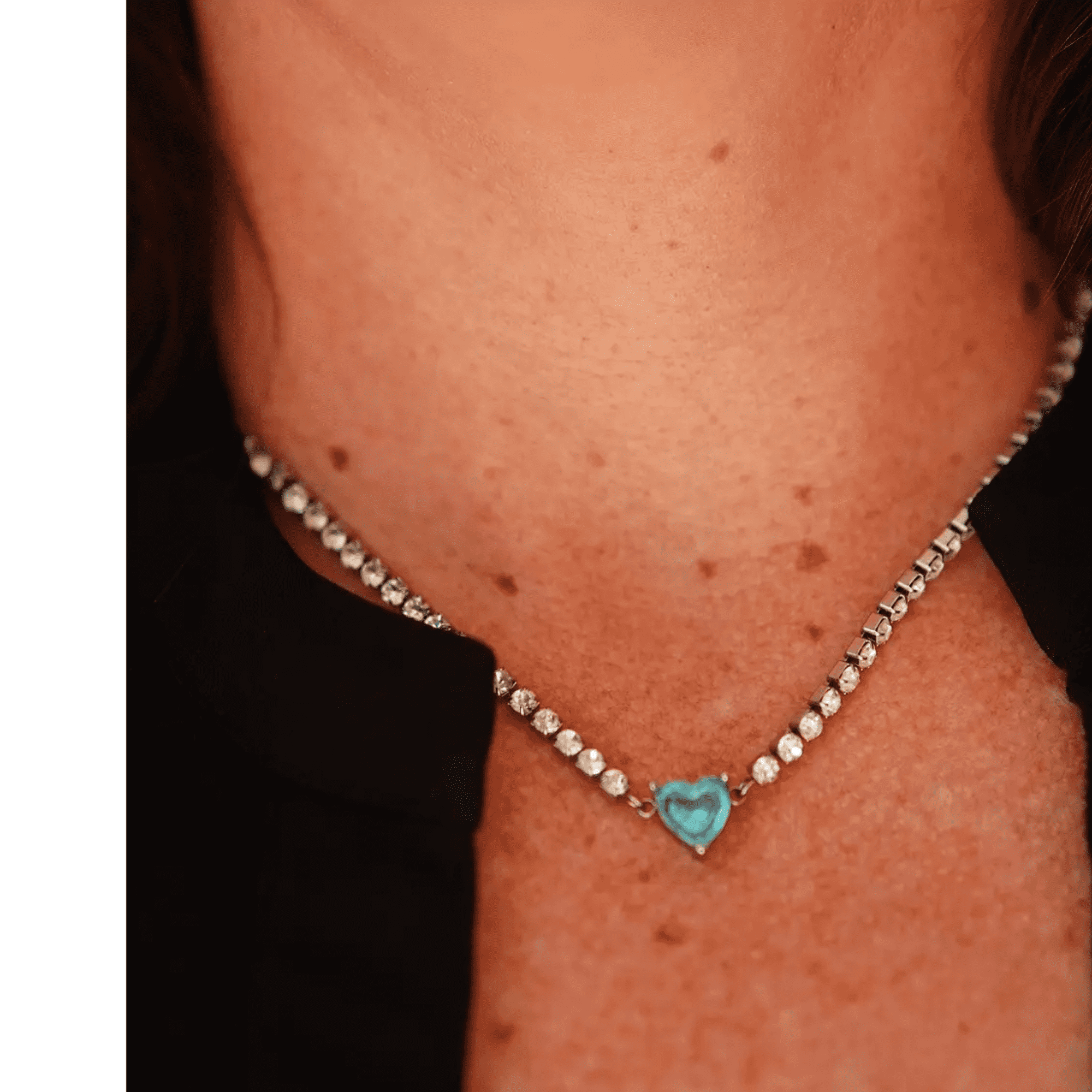 COLLAR TENNIS MUJER EL BAÚL DE JUMA ZIRCONIAS CÚBICAS AZUL CORAZÓN HIPOALERGÉNICO - 4