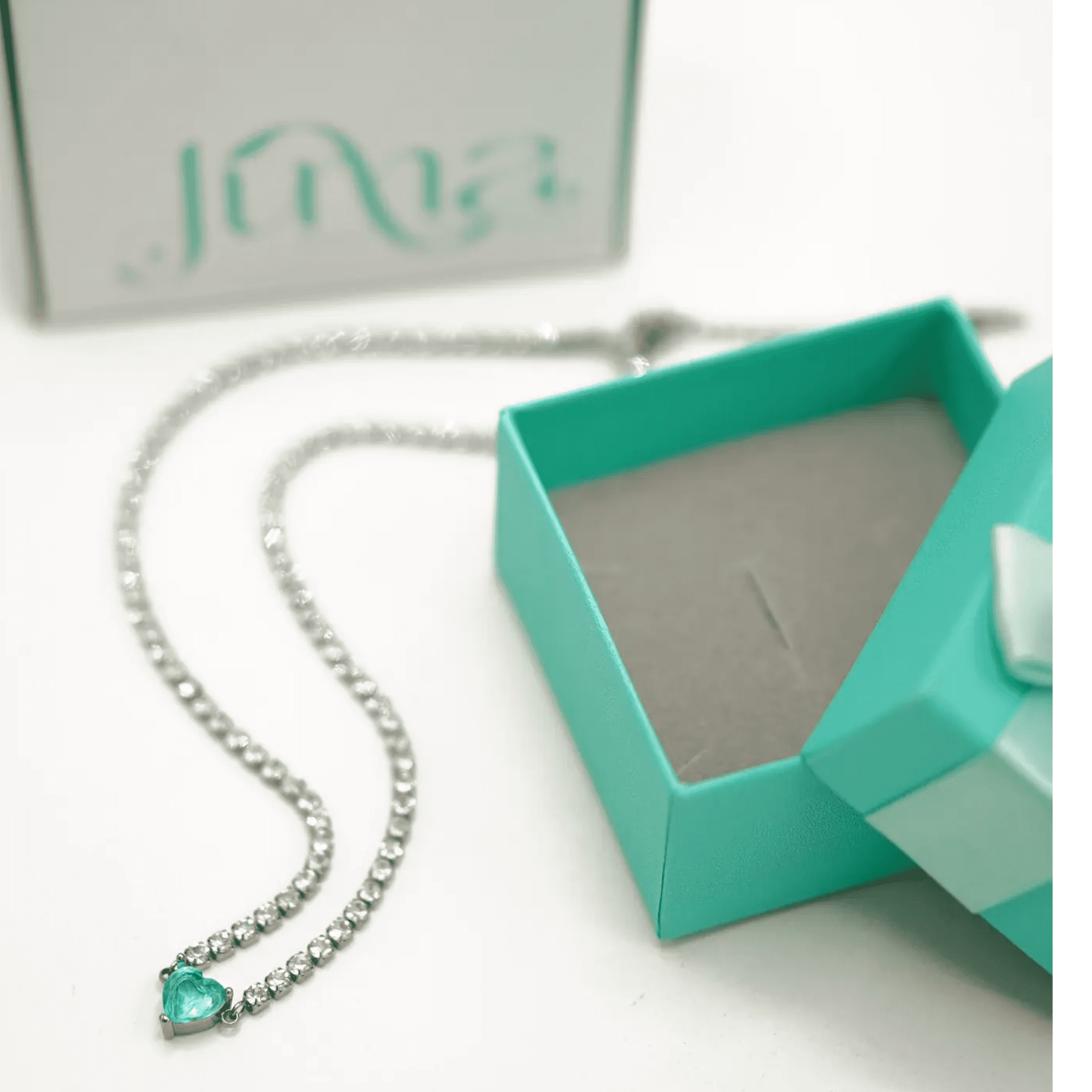 COLLAR TENNIS MUJER EL BAÚL DE JUMA ZIRCONIAS CÚBICAS AZUL CORAZÓN HIPOALERGÉNICO - 7