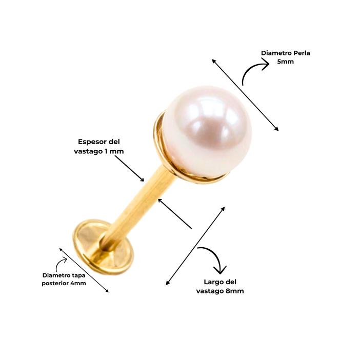 AROS PERLAS DE SEGURIDAD TITANIO ASTM F136 CHAPADOS EN ORO 18K - 1