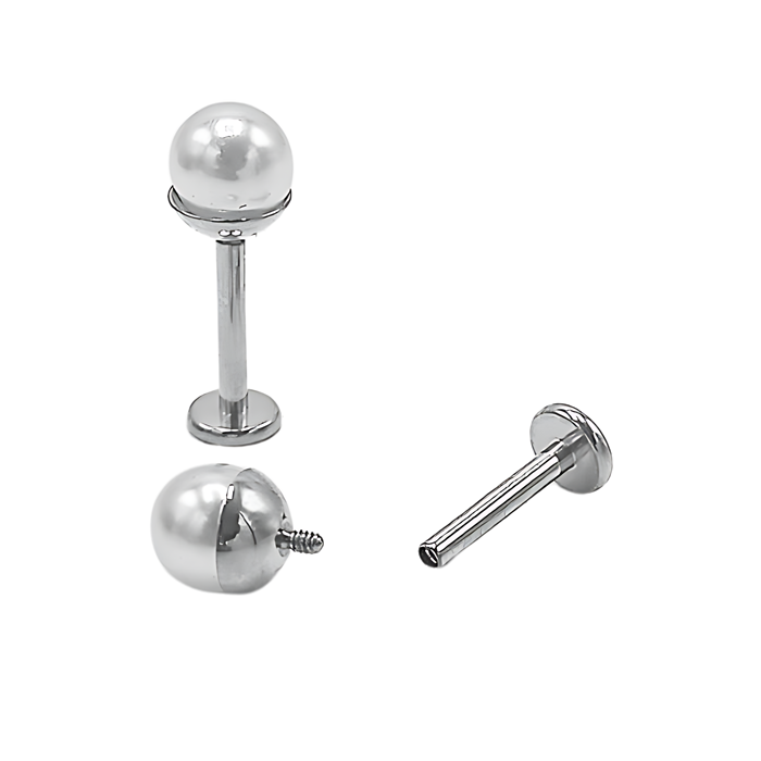 AROS PERLAS DE SEGURIDAD PLATEADAS TITANIO ASTM F136