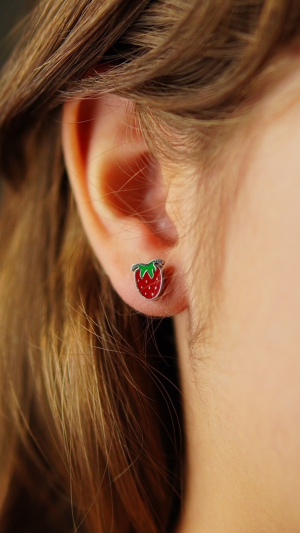 AROS DE SEGURIDAD FRUTILLA VERANIEGA NIÑA FRESA PLATEADOS - 1
