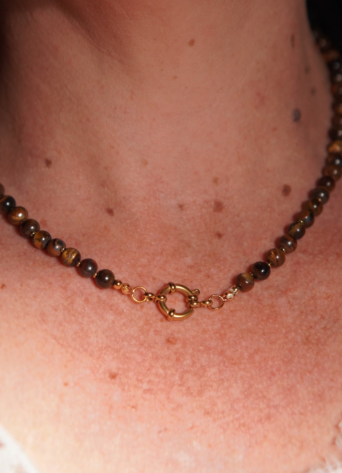 COLLAR GARGANTILLA OJO DE TIGRE 6MM CHAPADO EN ORO 18K TERRANOVA - 2