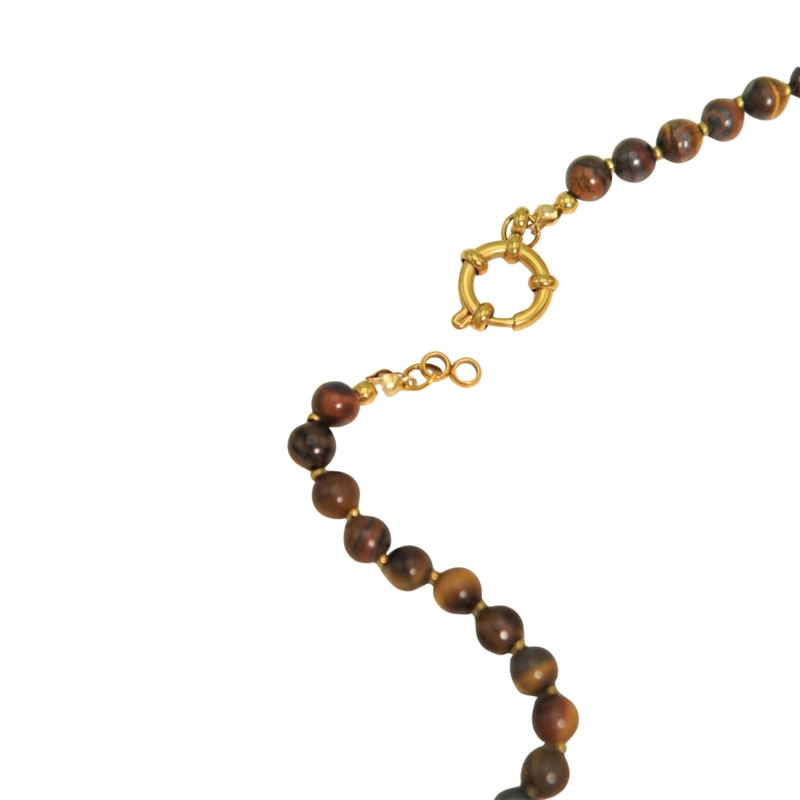 COLLAR GARGANTILLA OJO DE TIGRE 6MM CHAPADO EN ORO 18K TERRANOVA - 3