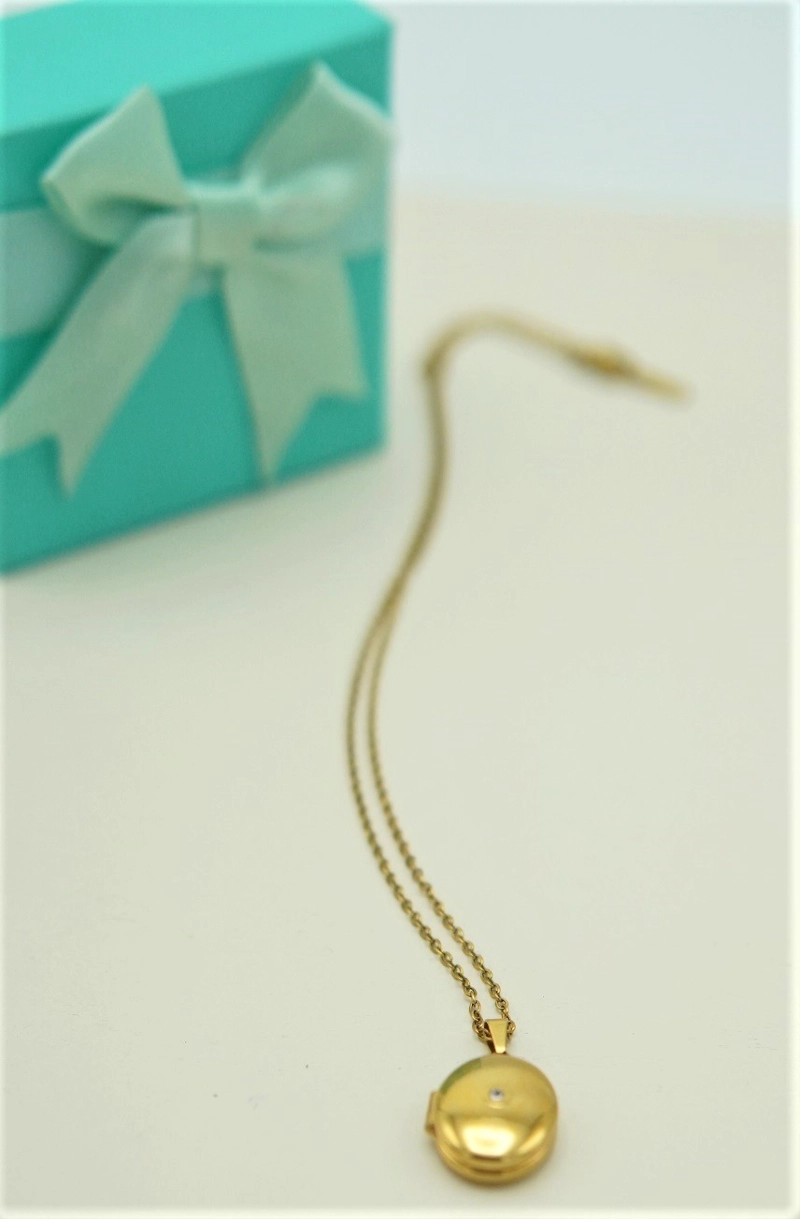 RELICARIO DALIA MAGNETICO PUNTO DE LUZ CHAPADO EN ORO 18K - 3