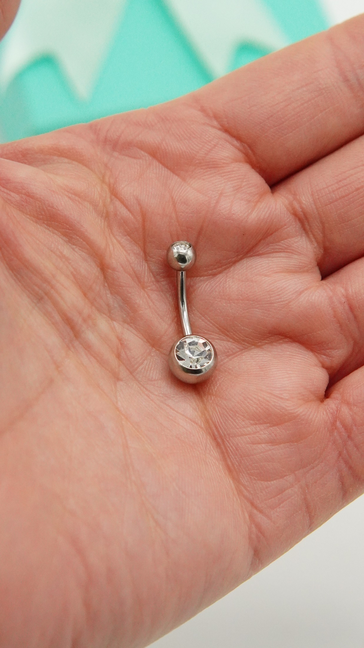 PIERCING OMBLIGO 14G NAVEL PLATEADO 10MM  TITANIO ASTM F136 - 2