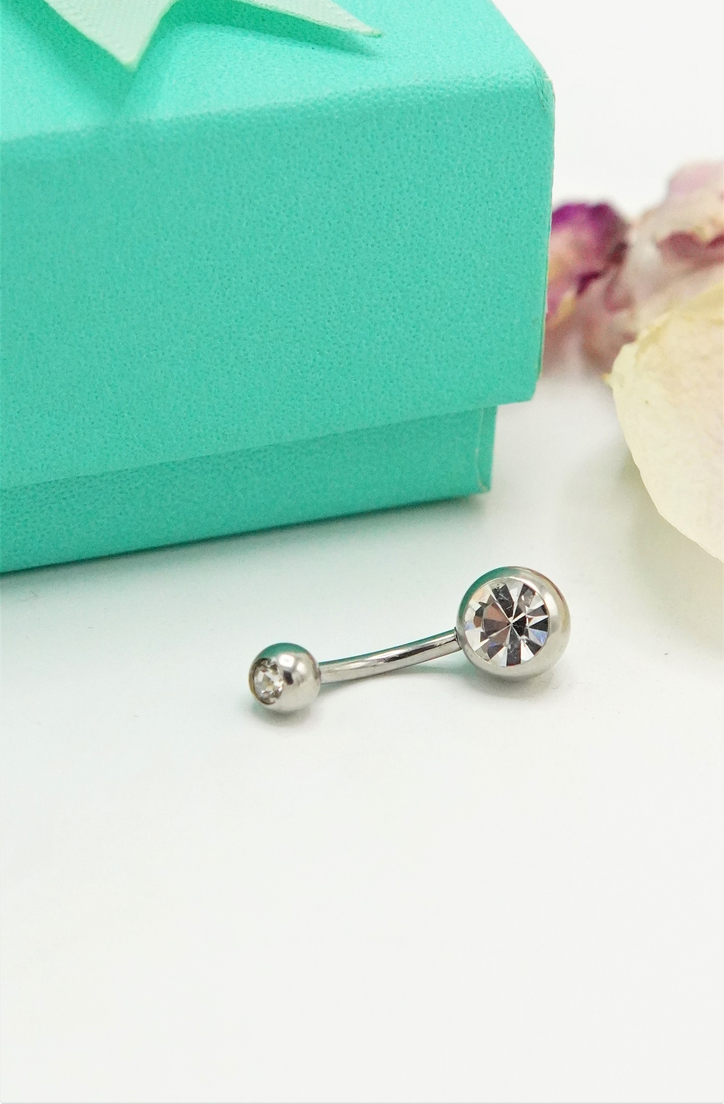 PIERCING OMBLIGO 14G NAVEL PLATEADO 10MM  TITANIO ASTM F136 - 3