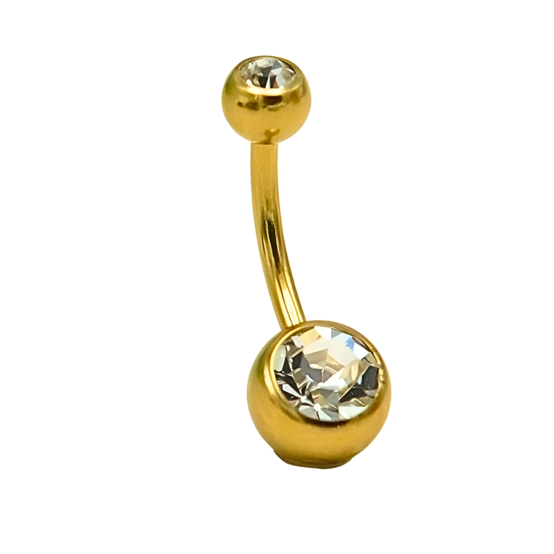 PIERCING OMBLIGO NAVEL 14G 10MM TITANIO ASTM 136 CHAPADO EN ORO 18K - 1