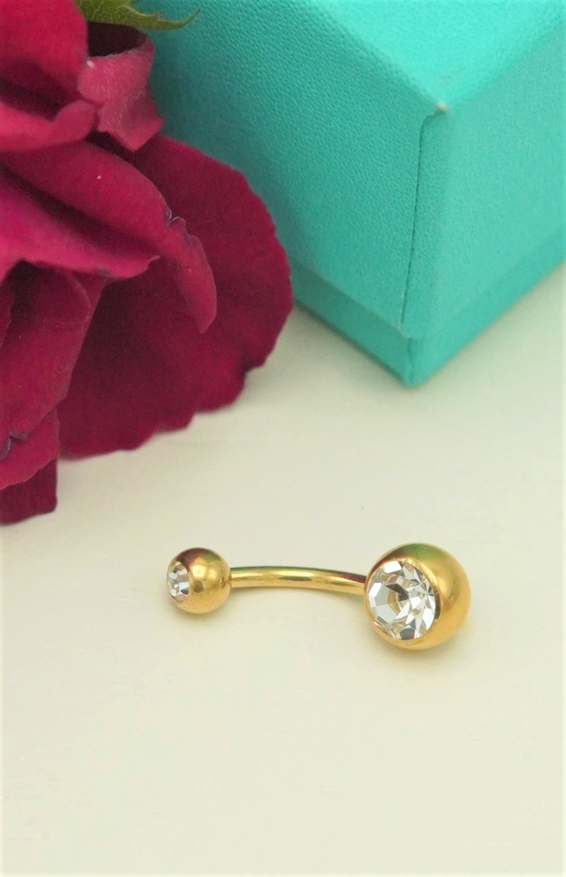 PIERCING OMBLIGO NAVEL 14G 10MM TITANIO ASTM 136 CHAPADO EN ORO 18K - 3