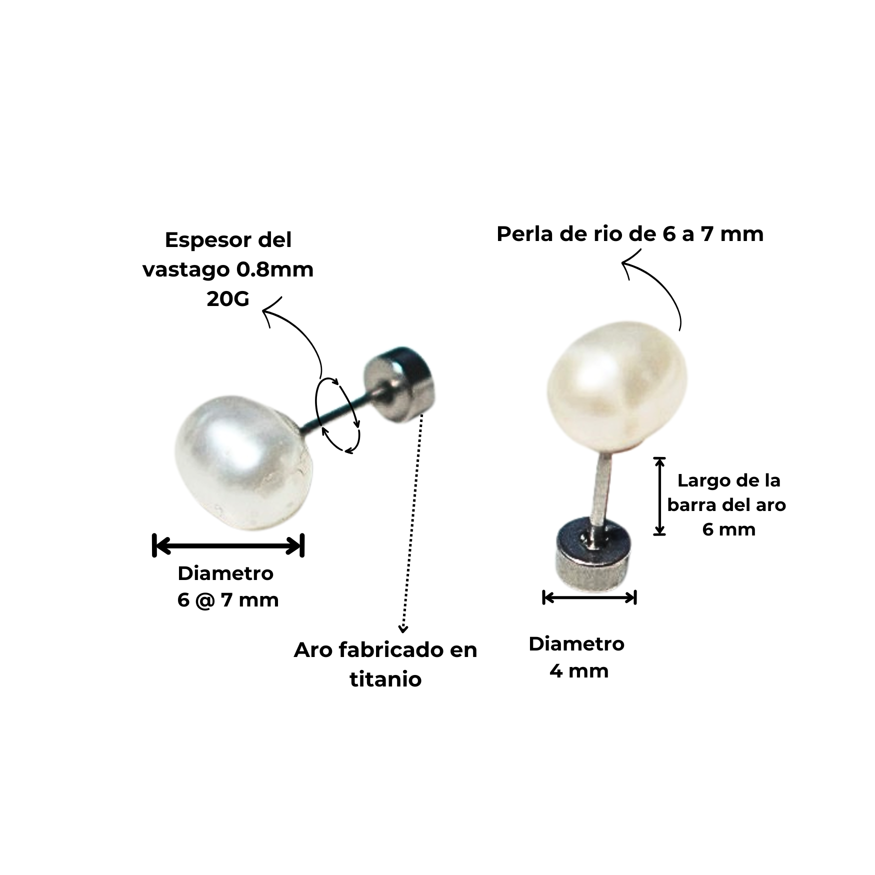AROS MURIEL PERLAS DE RIO 7MM TITANIO ASTM F136 RIVIERE - 1