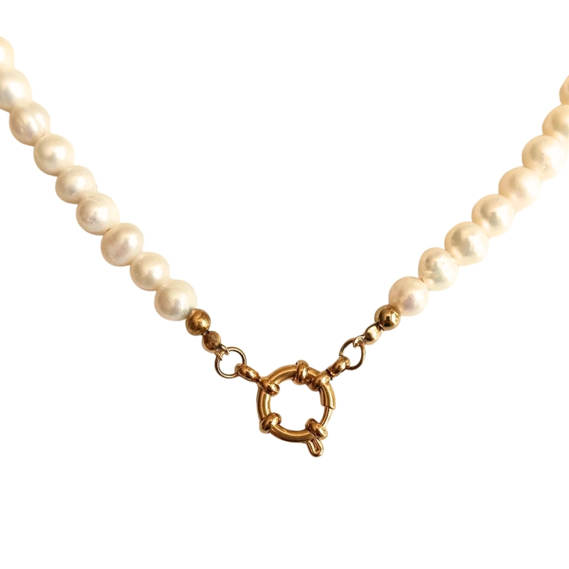 GARGANTILLA CHOKER PERLAS NATURALES DE RIO CHAPADO EN ORO 18K RIVIERE