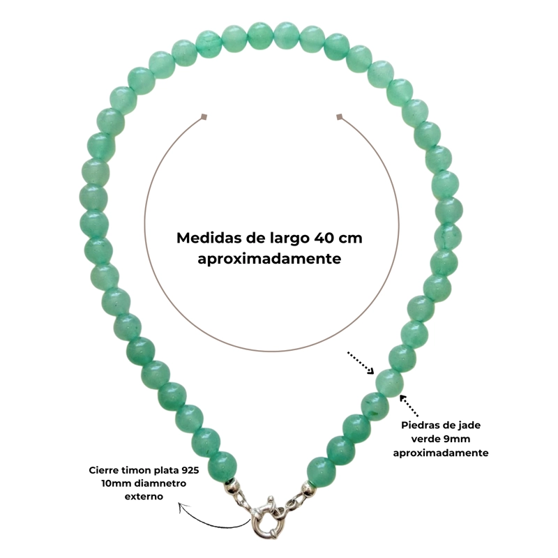 GARGANTILLA CHOKER JADE VERDE NATURAL PLATA 925 TERRANOVA - 1